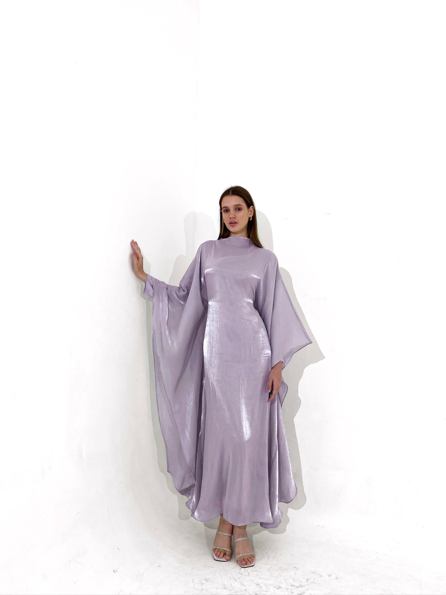 Sheen Kaftan Dress in Lilac
