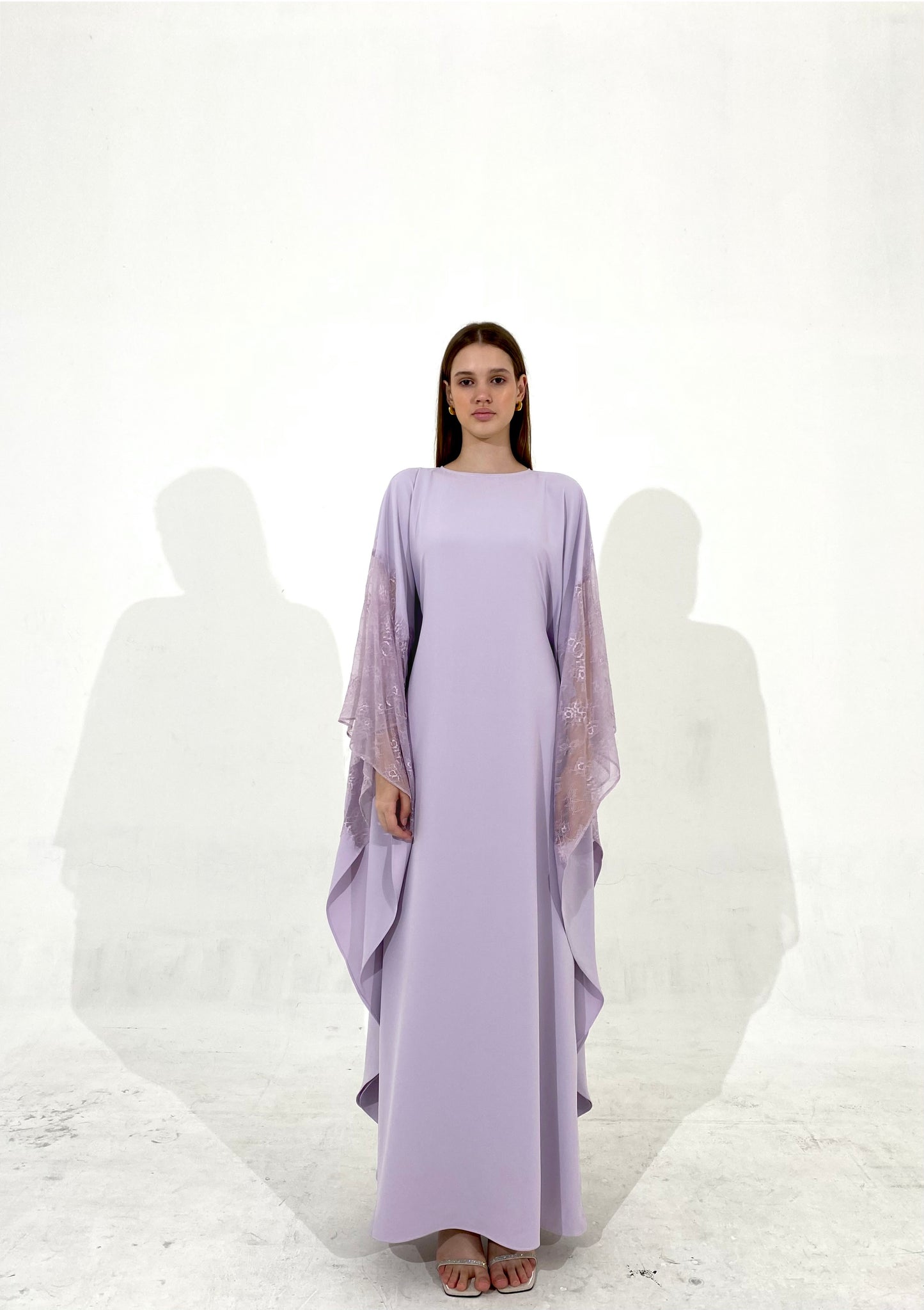 Lace Kaftan Dress in Lavender