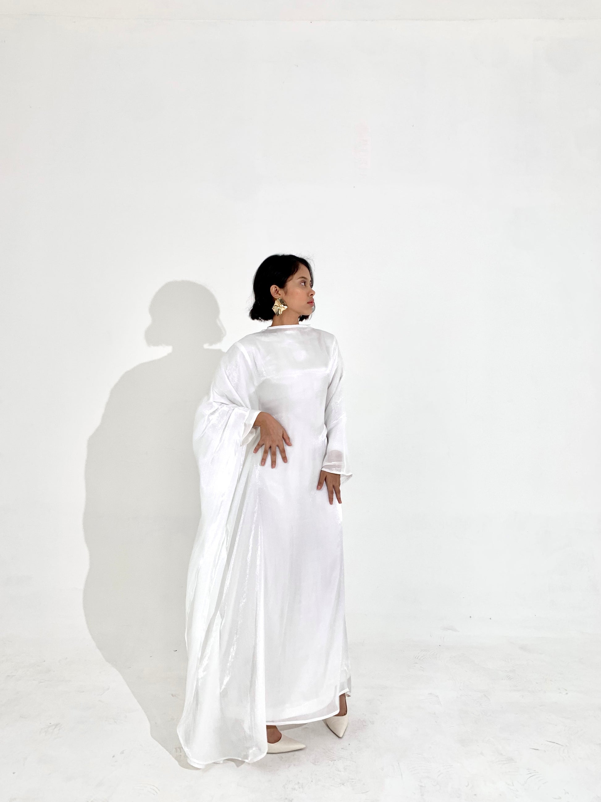 Sheen Kaftan Dress in Pearl