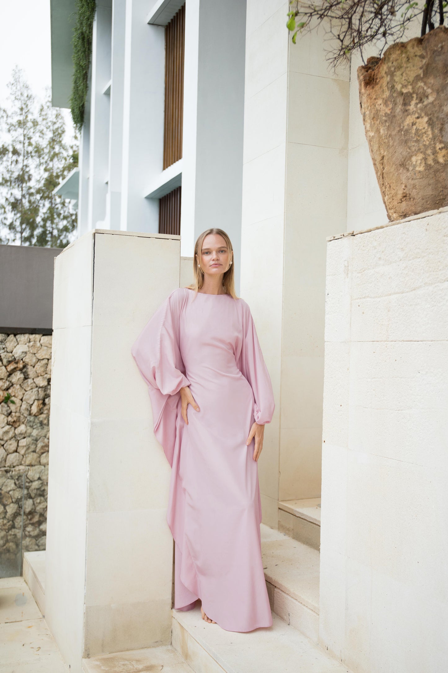 Silk Puff Kaftan in Pink Lilac | Final Batch