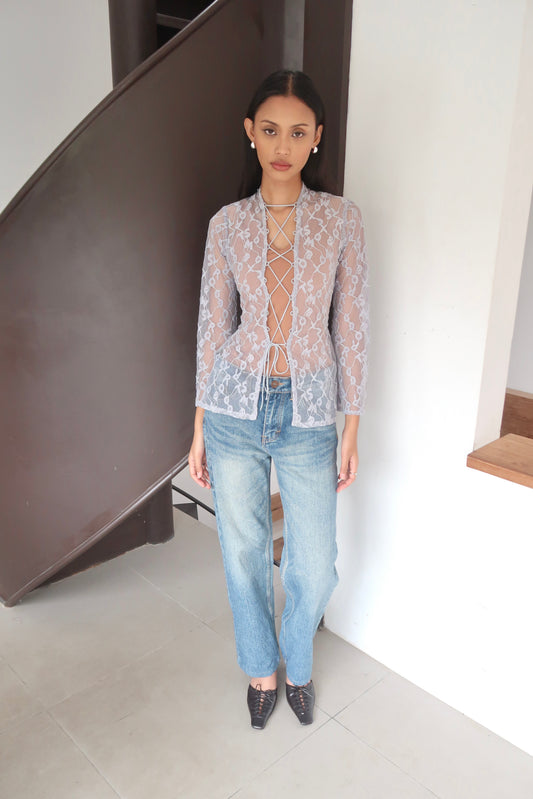 CALLIE Misprint Letter Lace in Blue | Limited Run