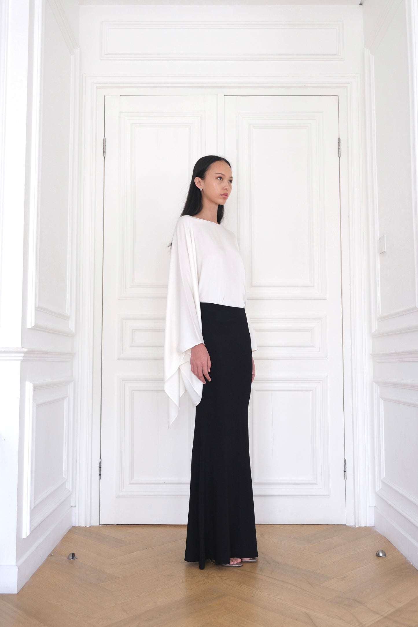 RHEA Black Long Maxi Skirt