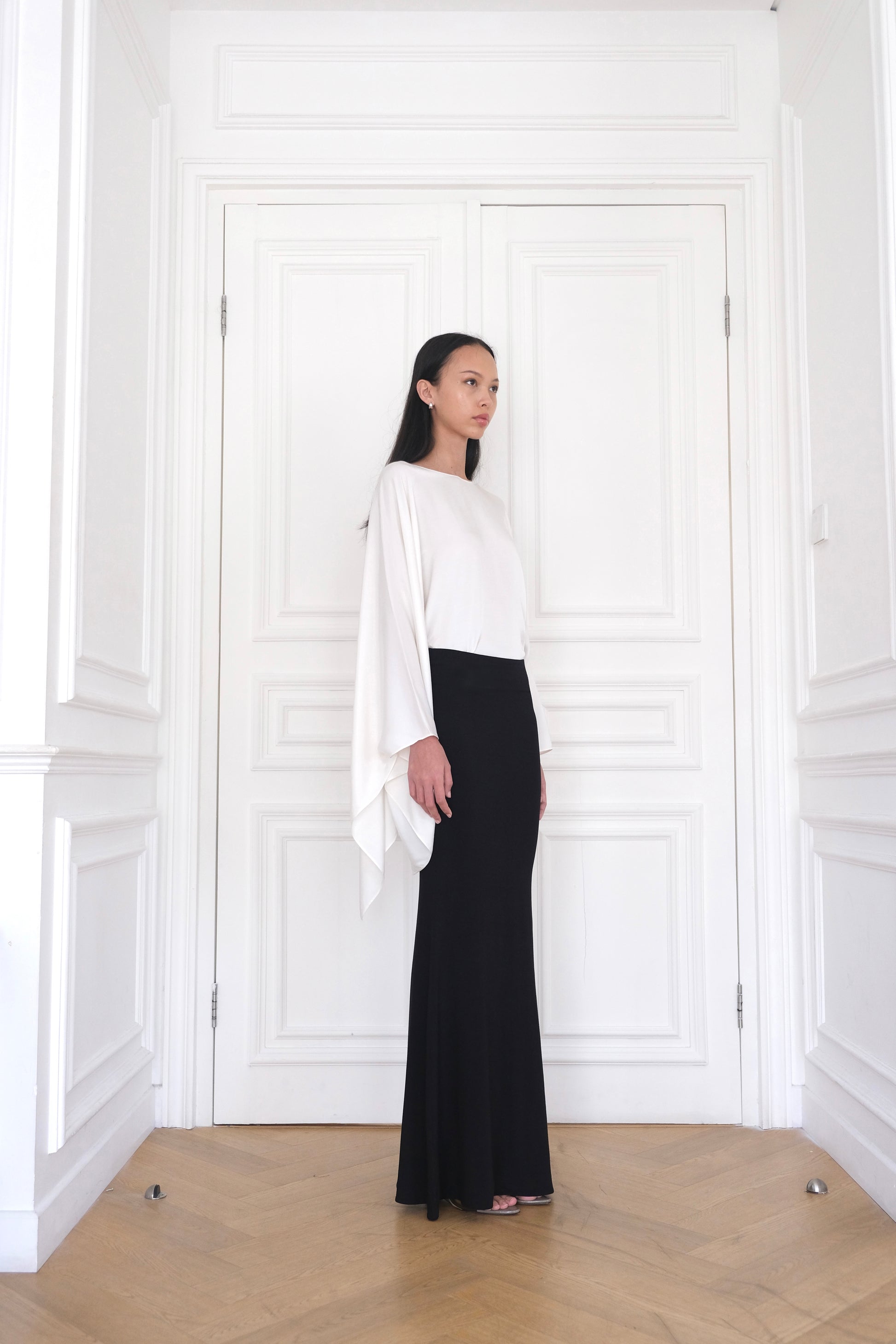 RHEA Black Long Maxi Skirt