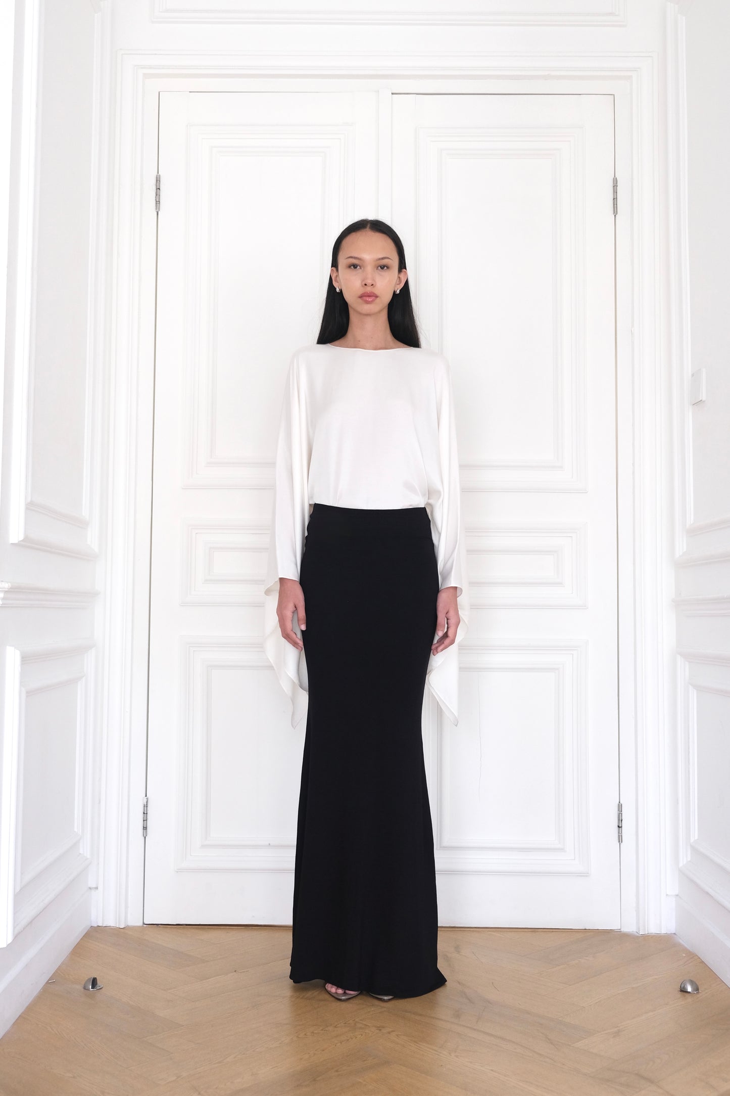 RHEA Black Long Maxi Skirt