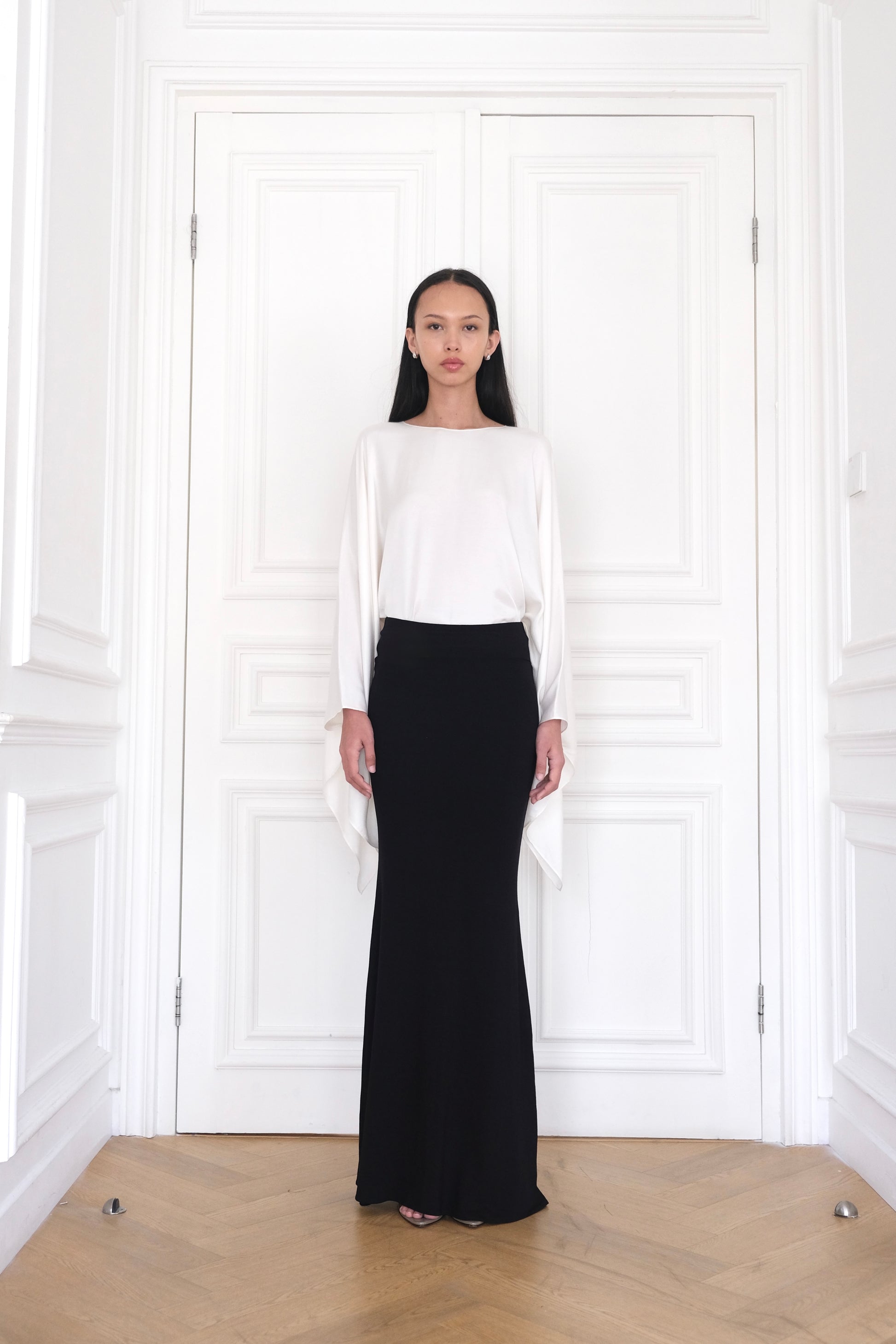 RHEA Black Long Maxi Skirt