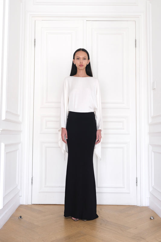 RHEA Black Long Maxi Skirt