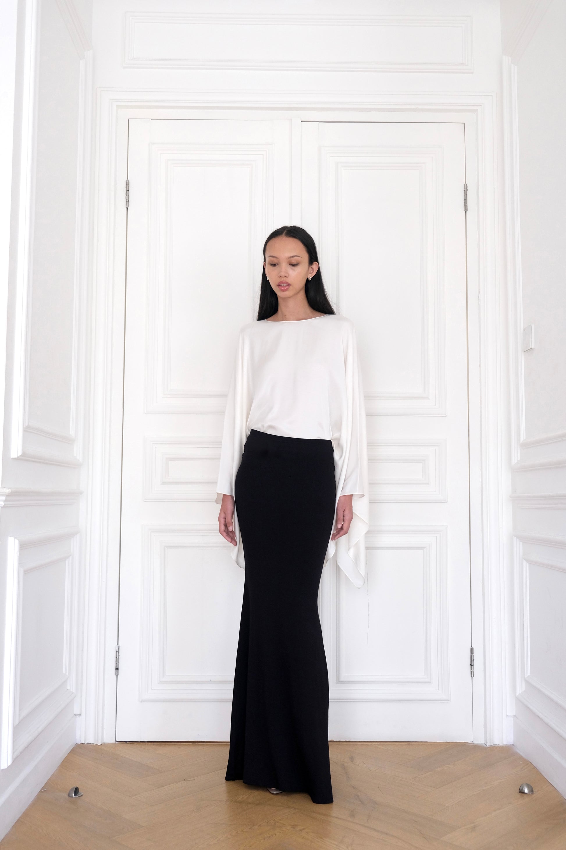 RHEA Black Long Maxi Skirt