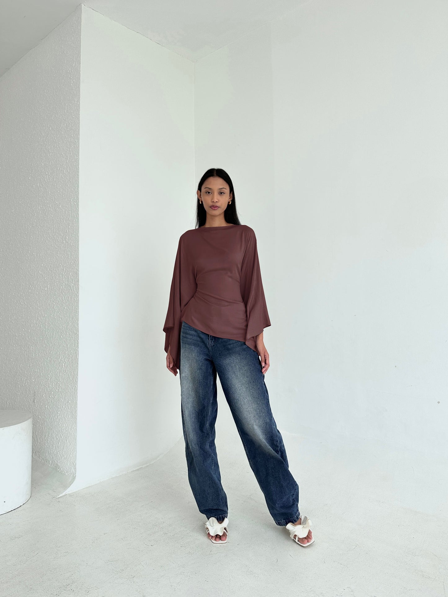 Esmé New York butterfly top adjustable ties waist long sleeve asymmetrical