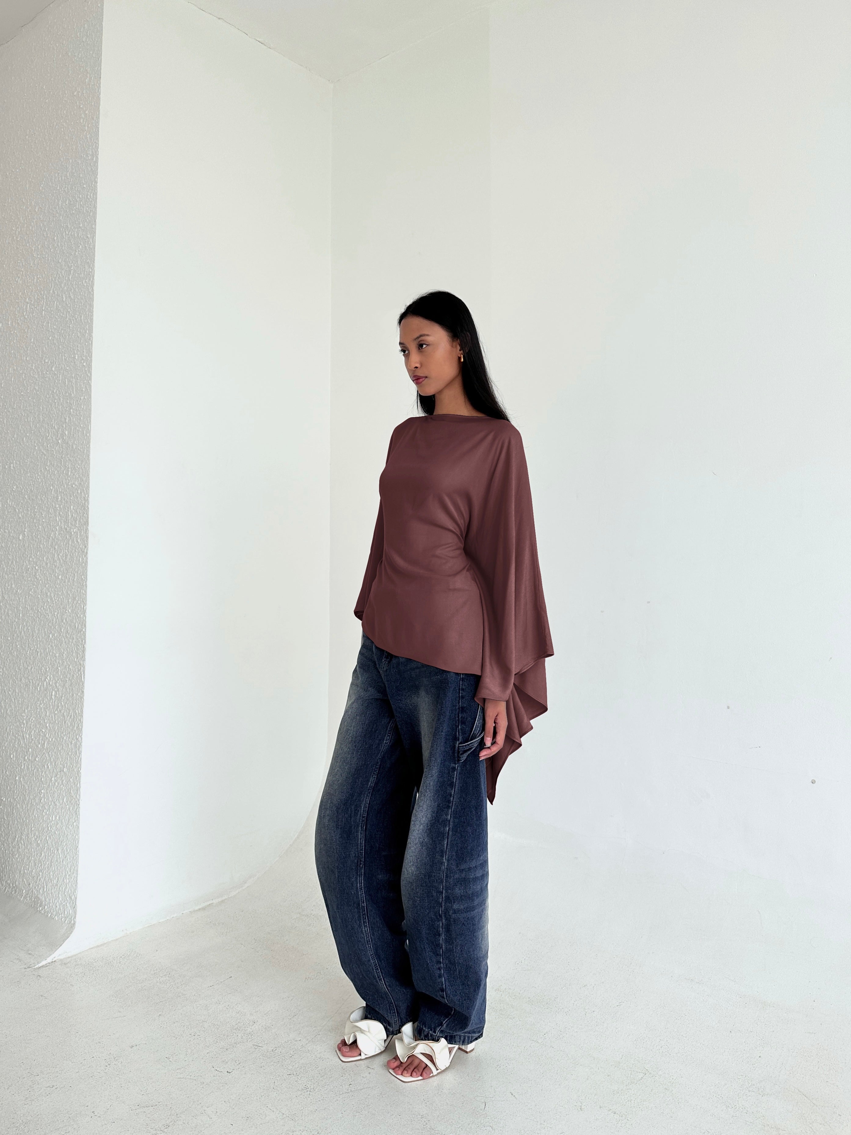 ESMÉ Butterfly Cape Batwing Poncho Top in Mauve Brown – Esmé New York