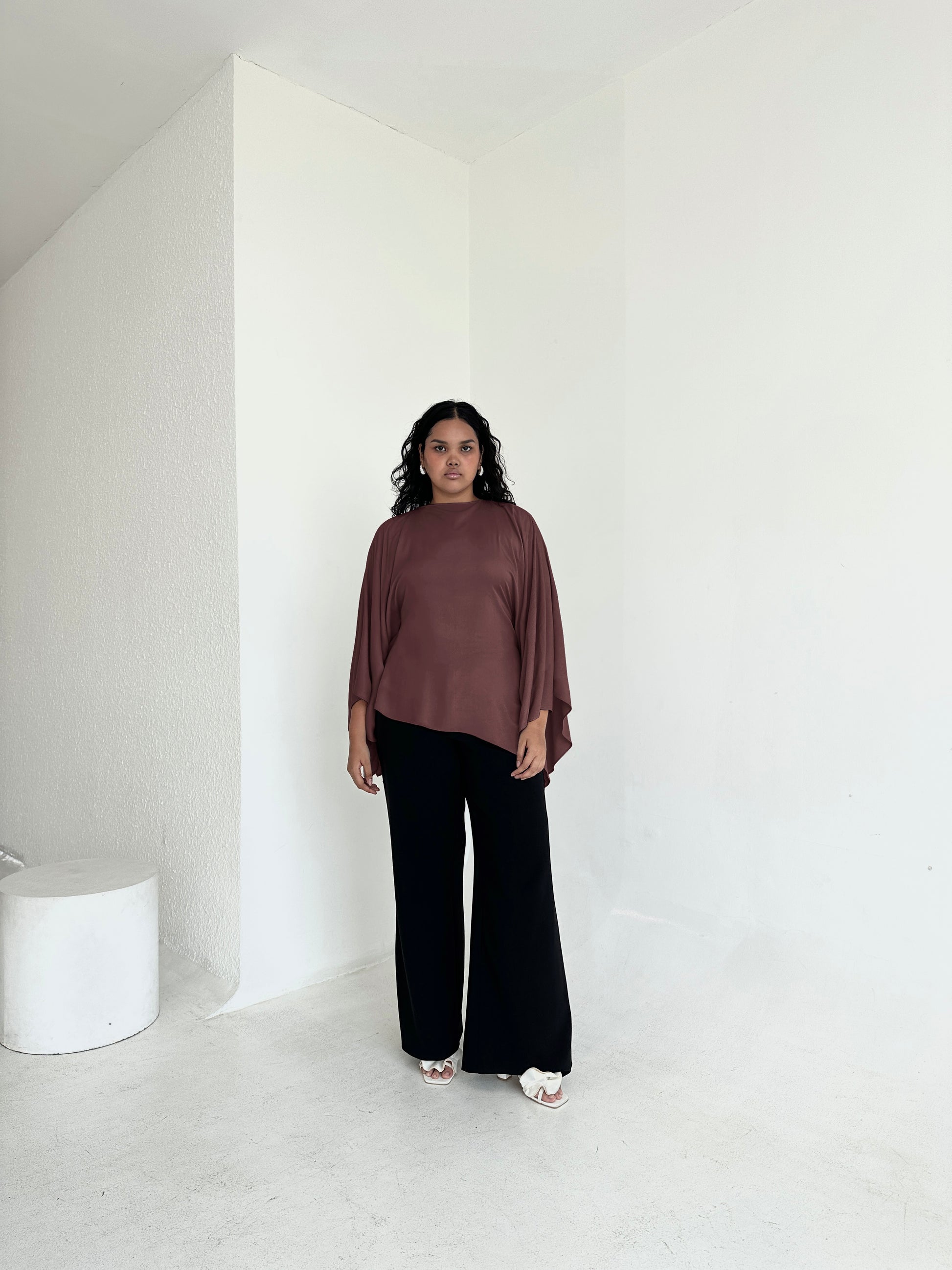 PLUS SIZE Esmé New York butterfly top adjustable ties waist long sleeve asymmetrical