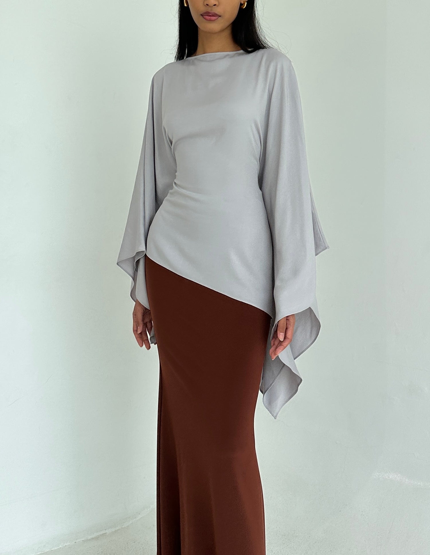 Esmé New York butterfly top adjustable ties waist long sleeve asymmetrical