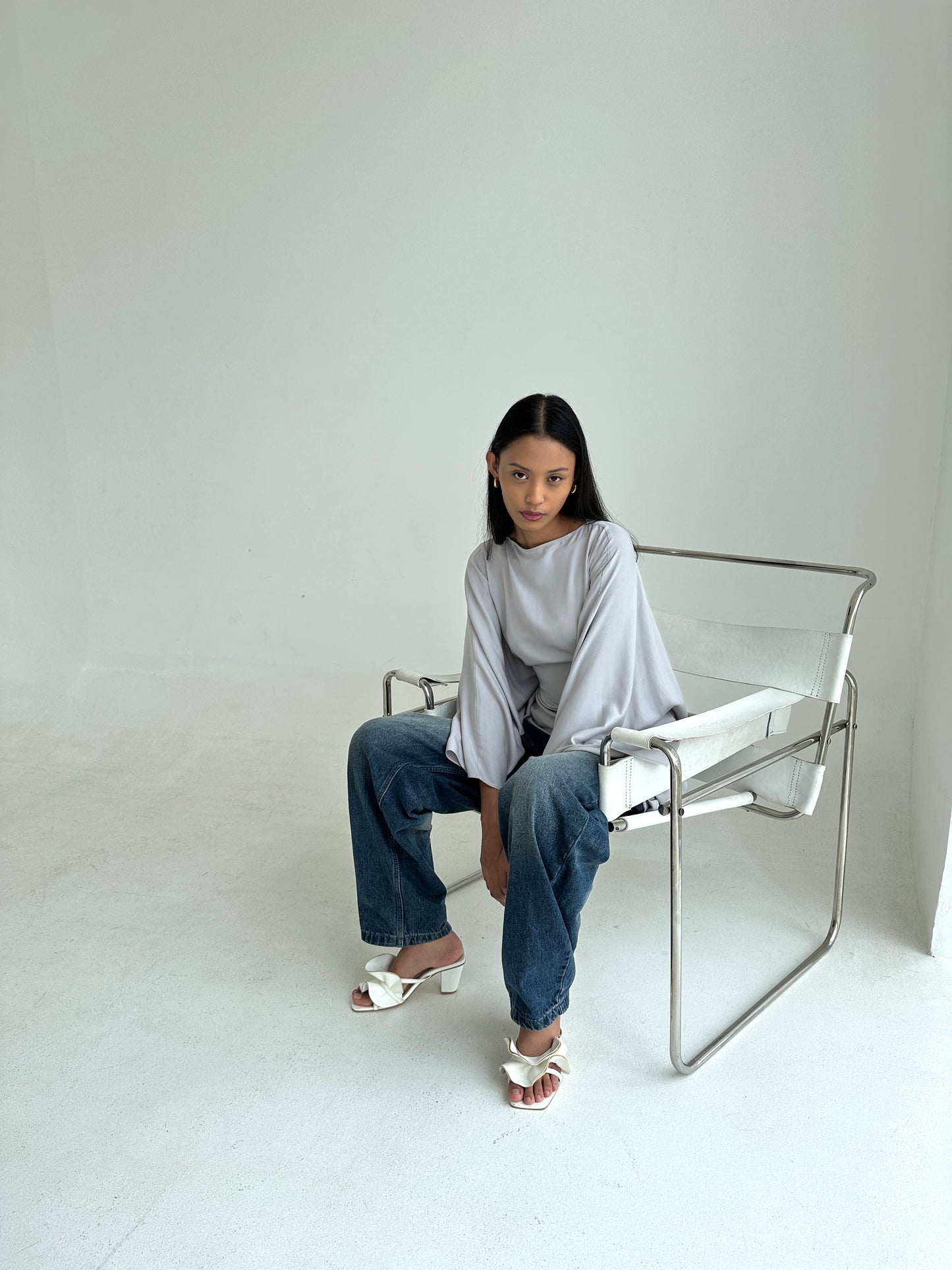 Esmé New York butterfly top adjustable ties waist long sleeve asymmetrical