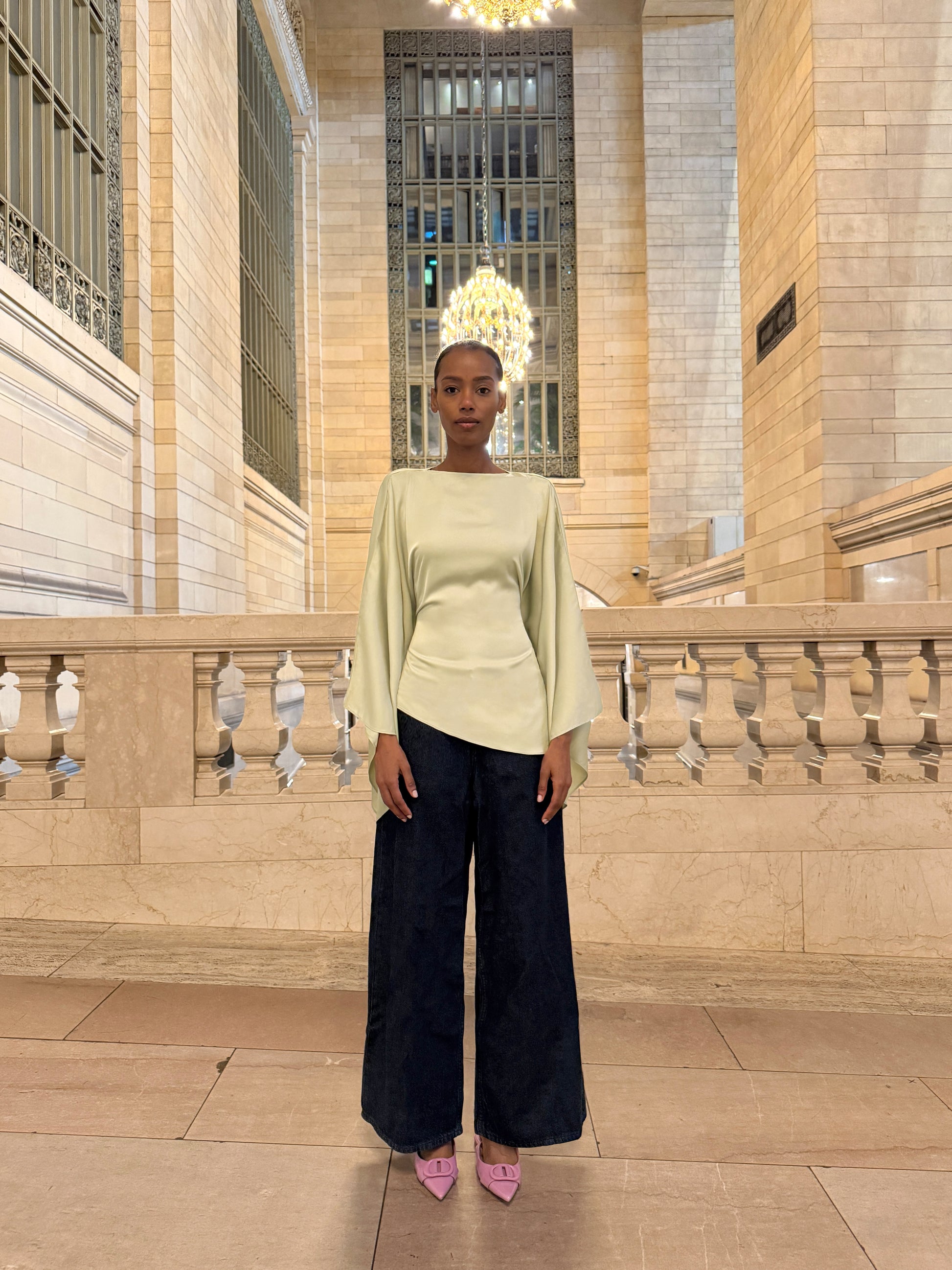 Esmé New York butterfly top adjustable ties waist long sleeve asymmetrical