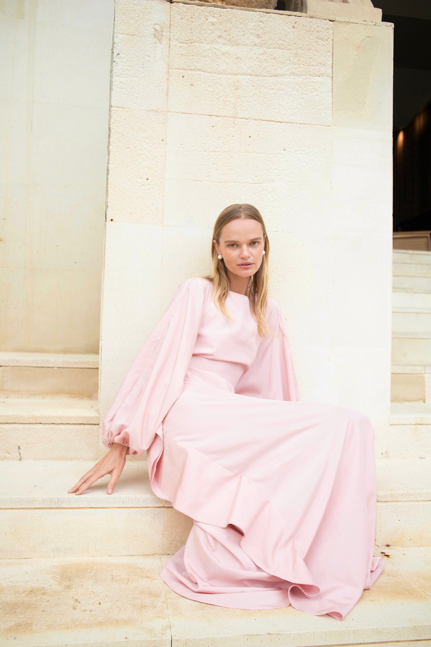 Silk Puff Kaftan in Peony