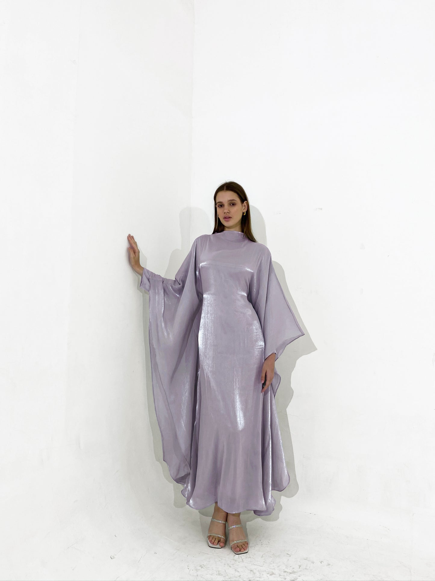 Sheen Kaftan Dress in Lilac