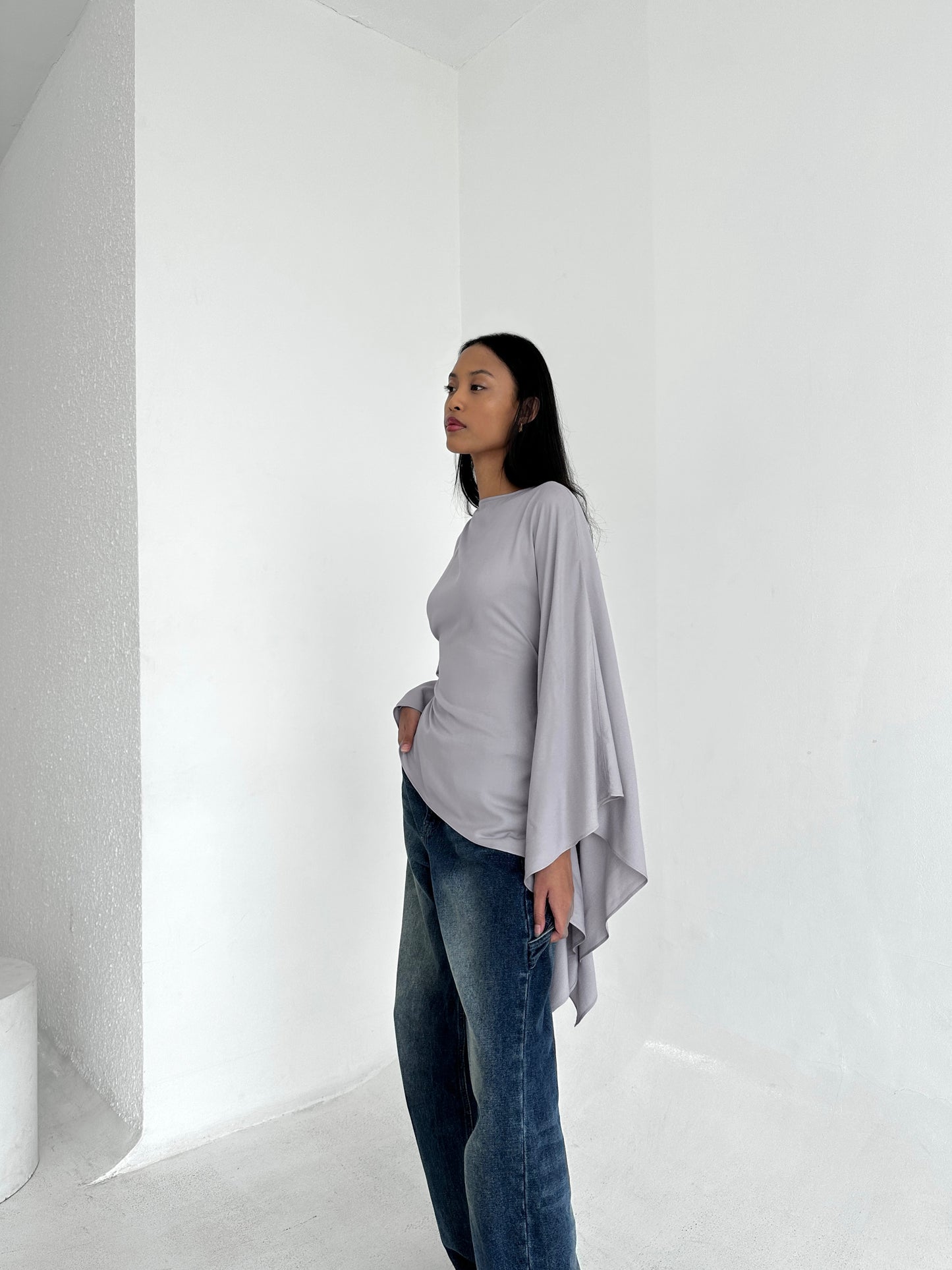 GRAY Asymmetrical Butterfly Top