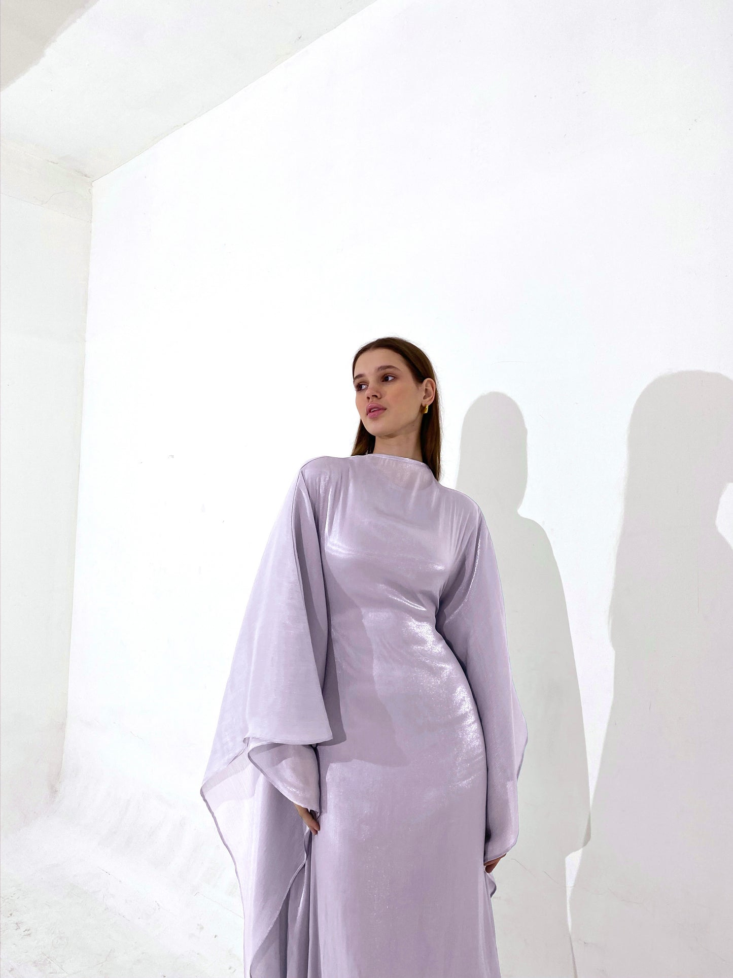 Sheen Kaftan Dress in Lilac