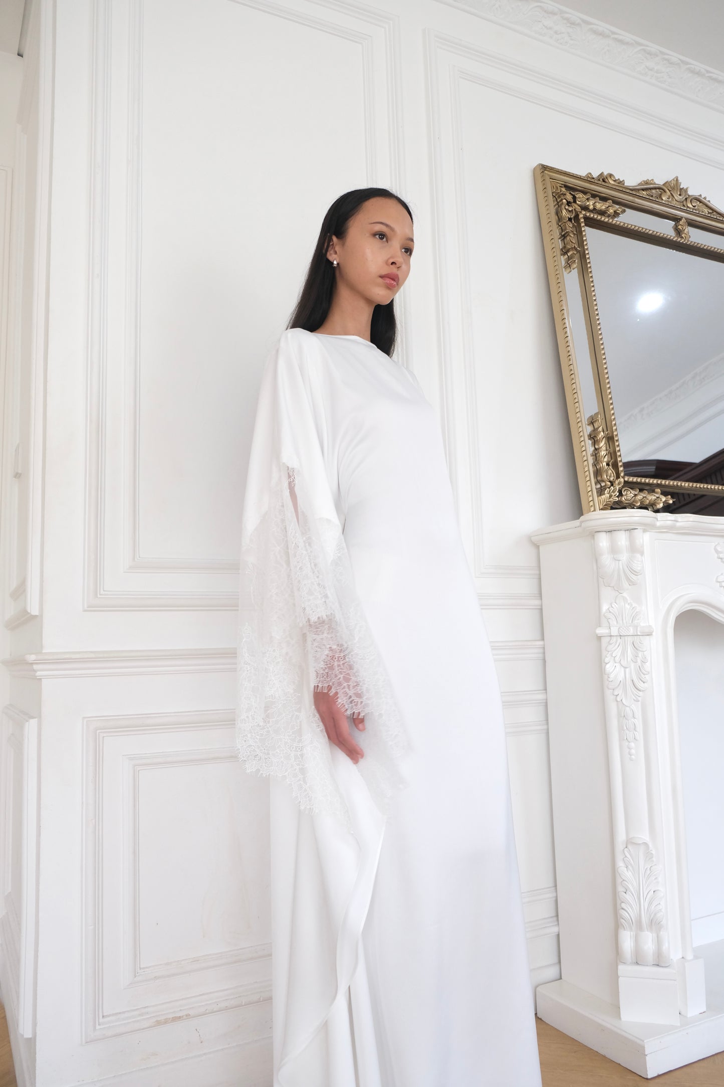 White Lace Kaftan Dress | Plus Size | Bridal Wedding Gown