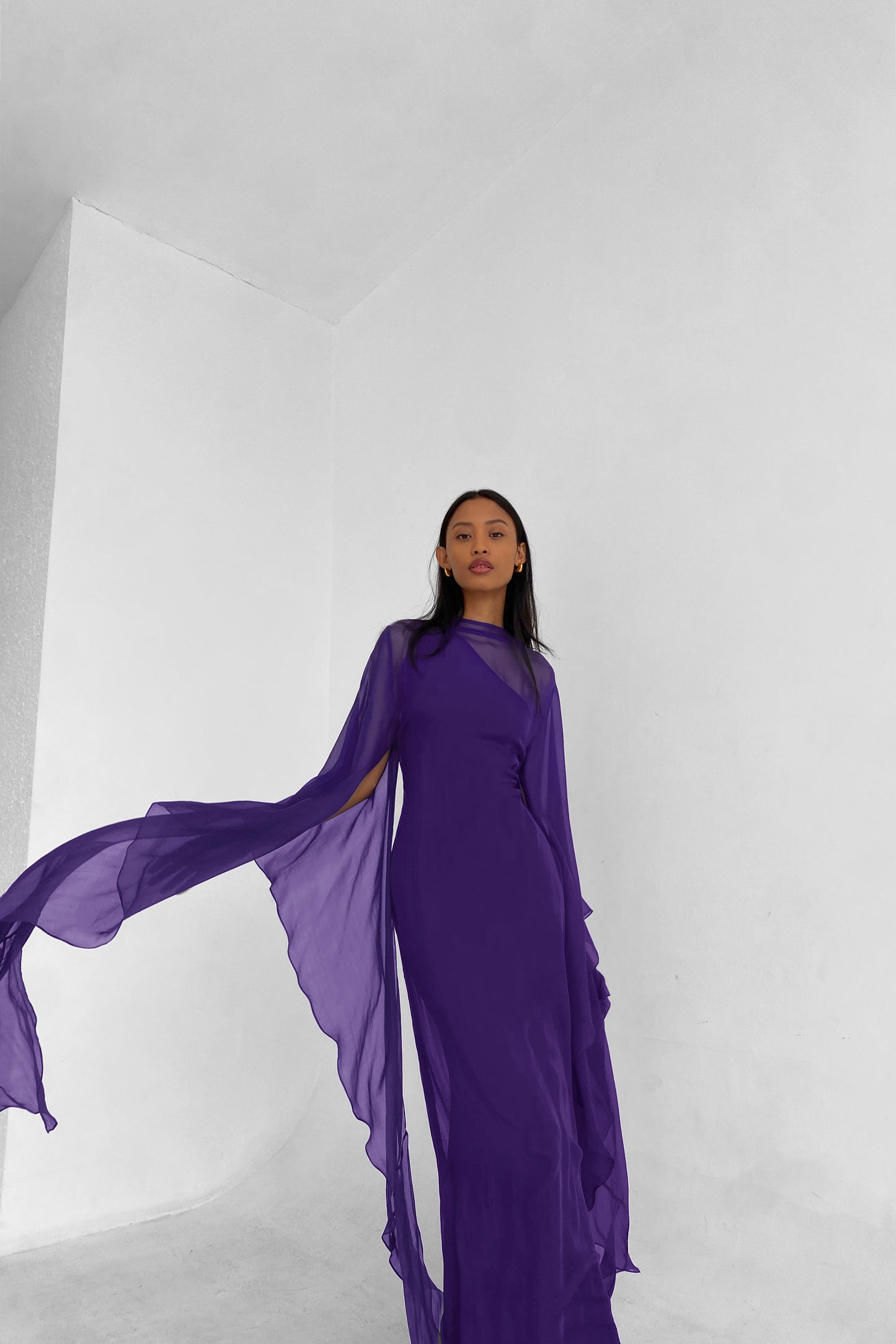Pure Silk Dress in Amethyst | Preorder ships in ~2 weeks | Last Batch S/M | fits size US 0-4 / Long-sleeve Pure Silk Dress in Amethyst | Preorder ships in ~2 weeks | Last Batch S/M | fits size US 0-4 / Long-sleeve
