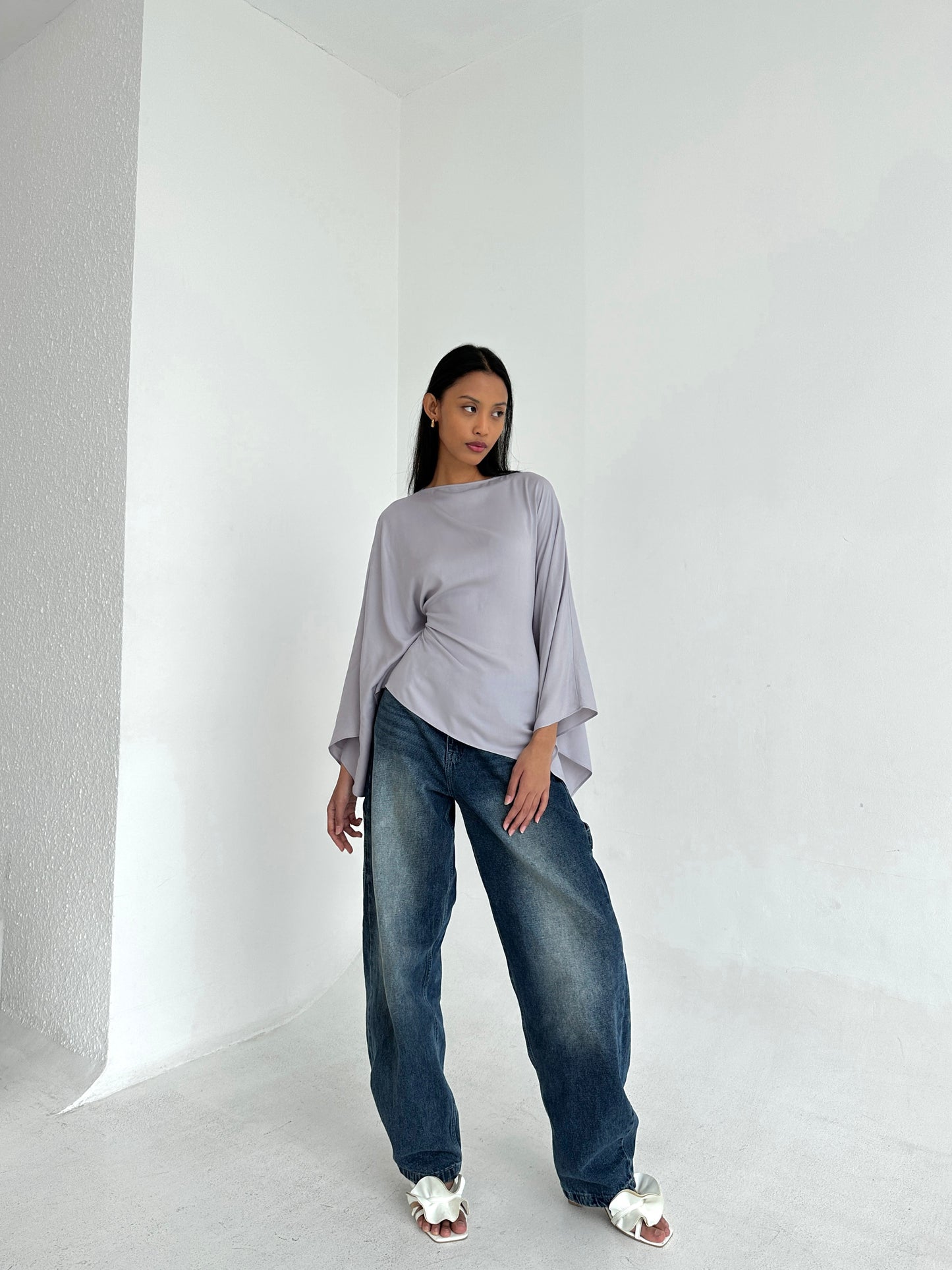 GRAY Asymmetrical Butterfly Top
