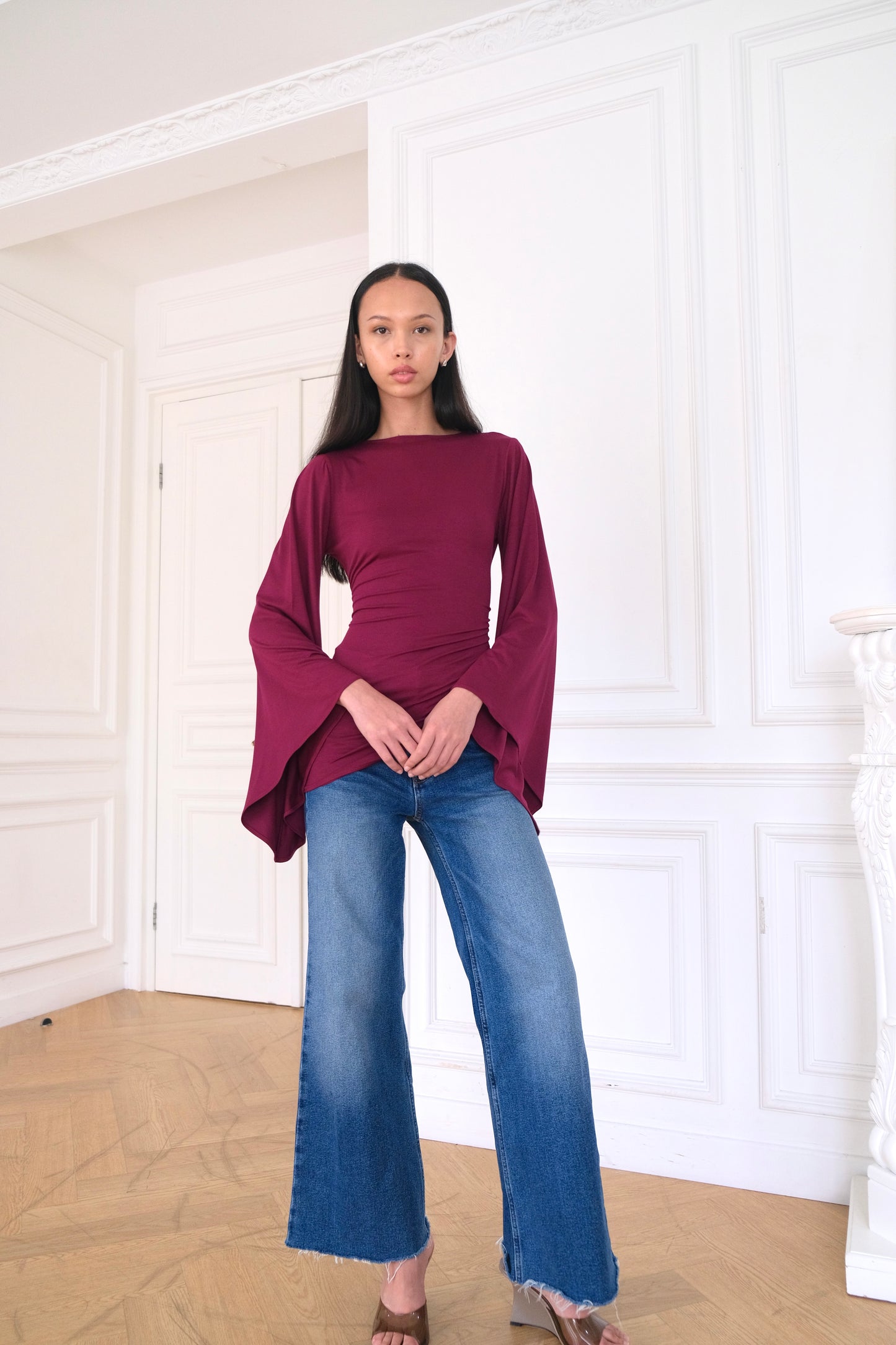 TULIP Draped Top in Berry