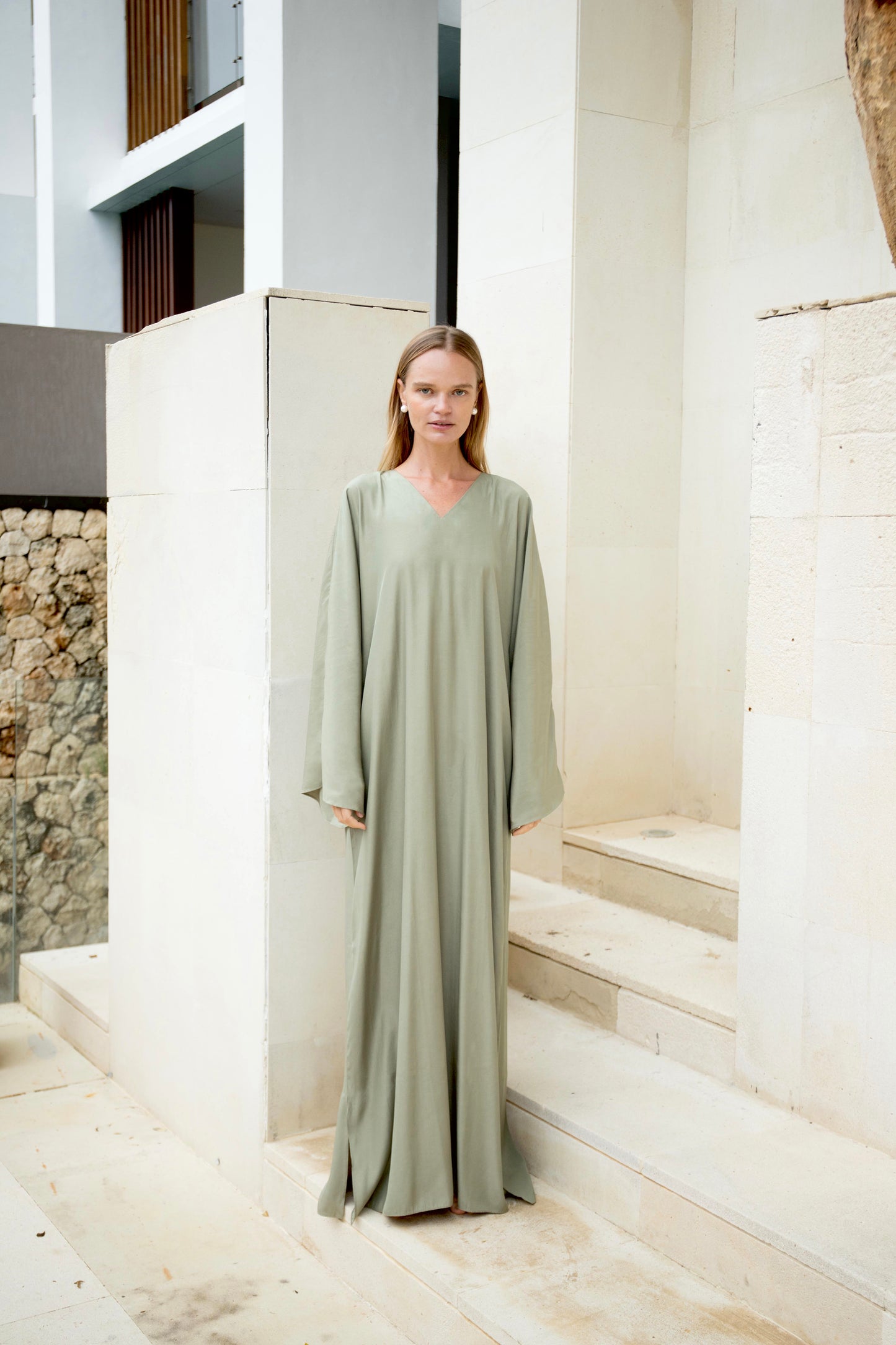 Silk Tunic Dress in Olive | Ships from May 1-19