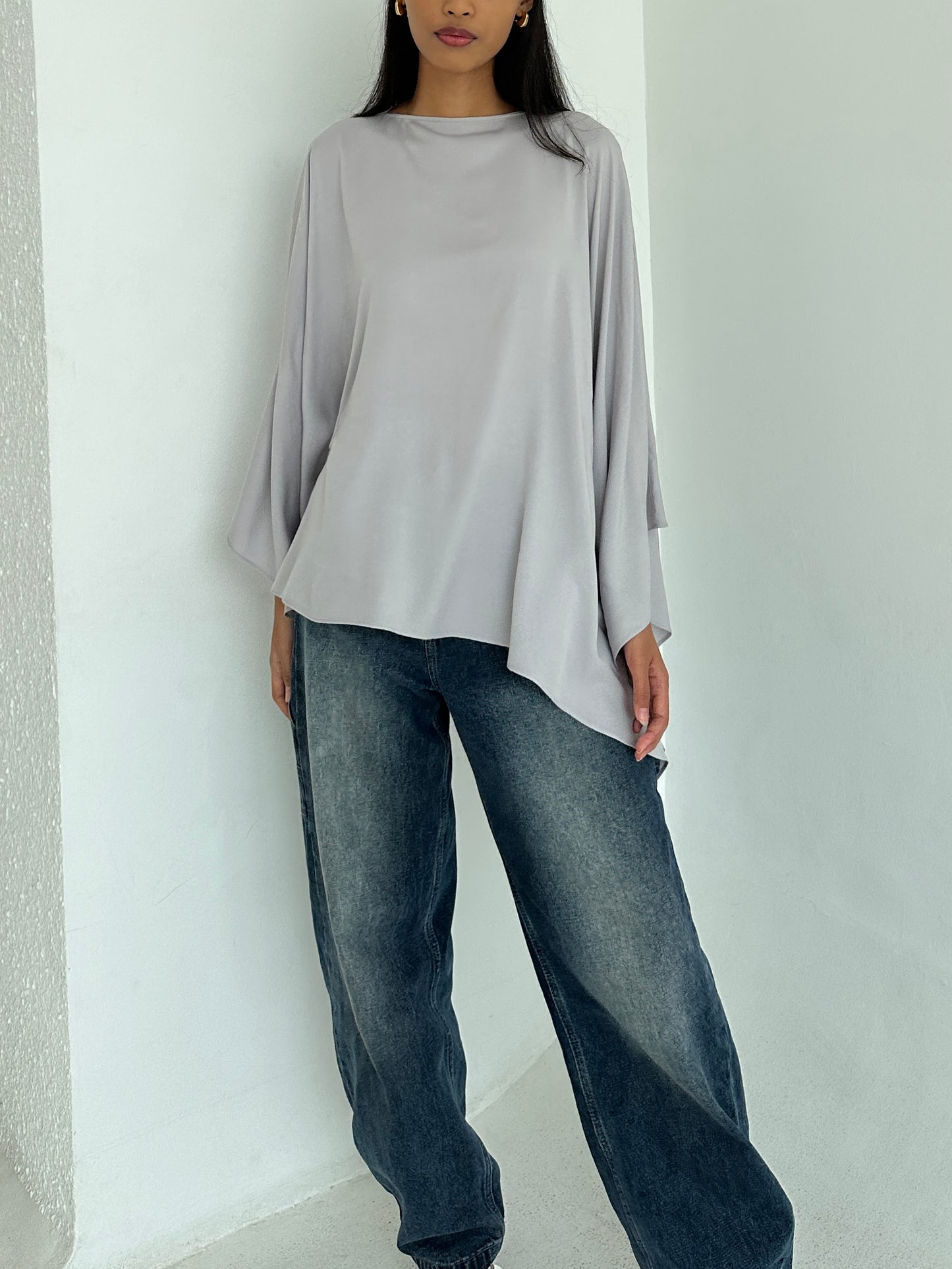 ESMÉ Gray Asymmetrical Butterfly Top