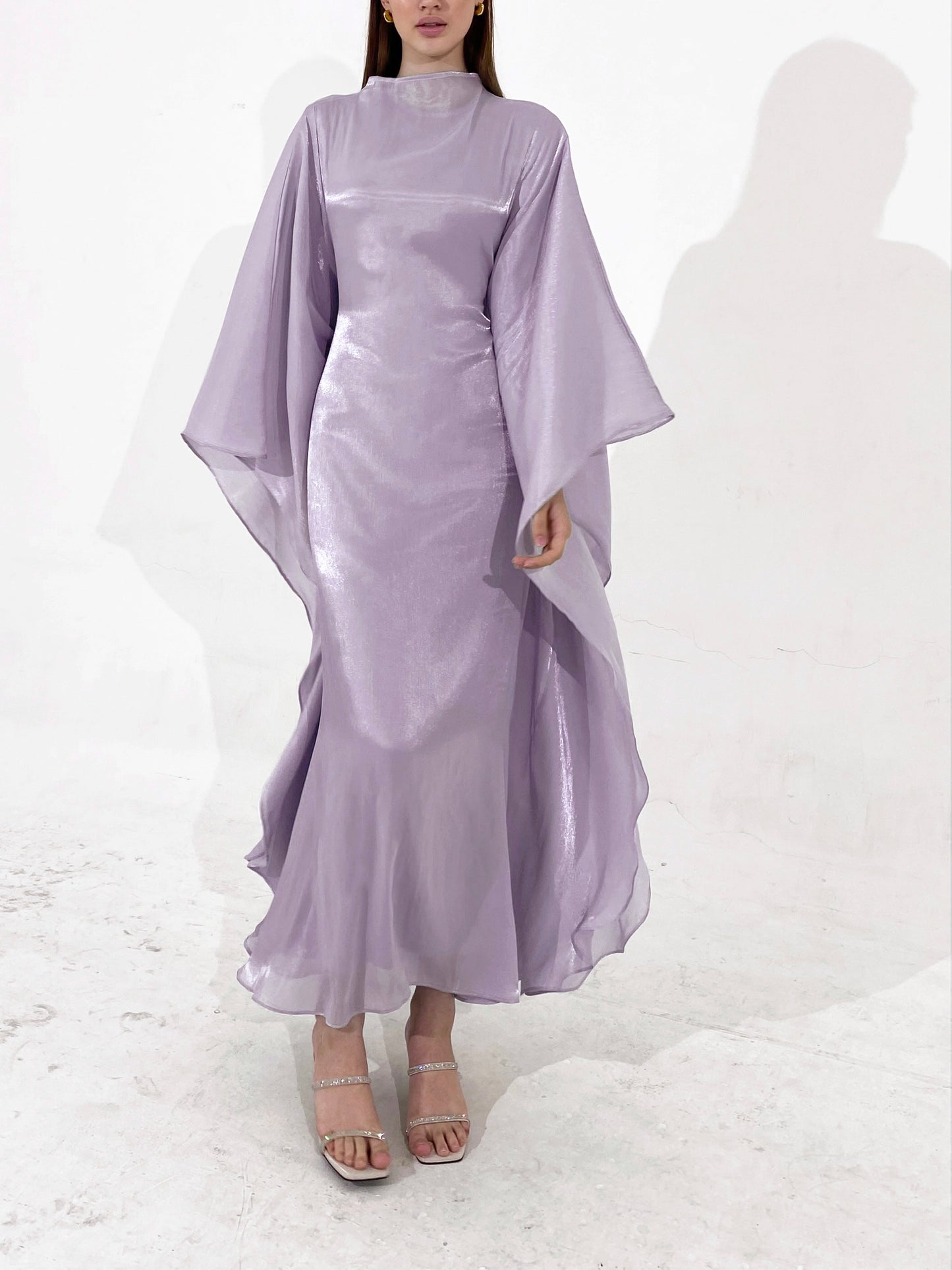 Sheen Kaftan Dress in Lilac