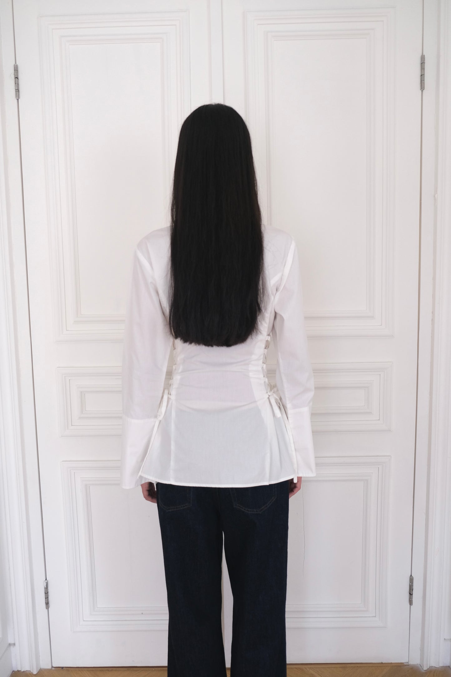 ESMÉ Lace-Up Tie Cotton Shirt