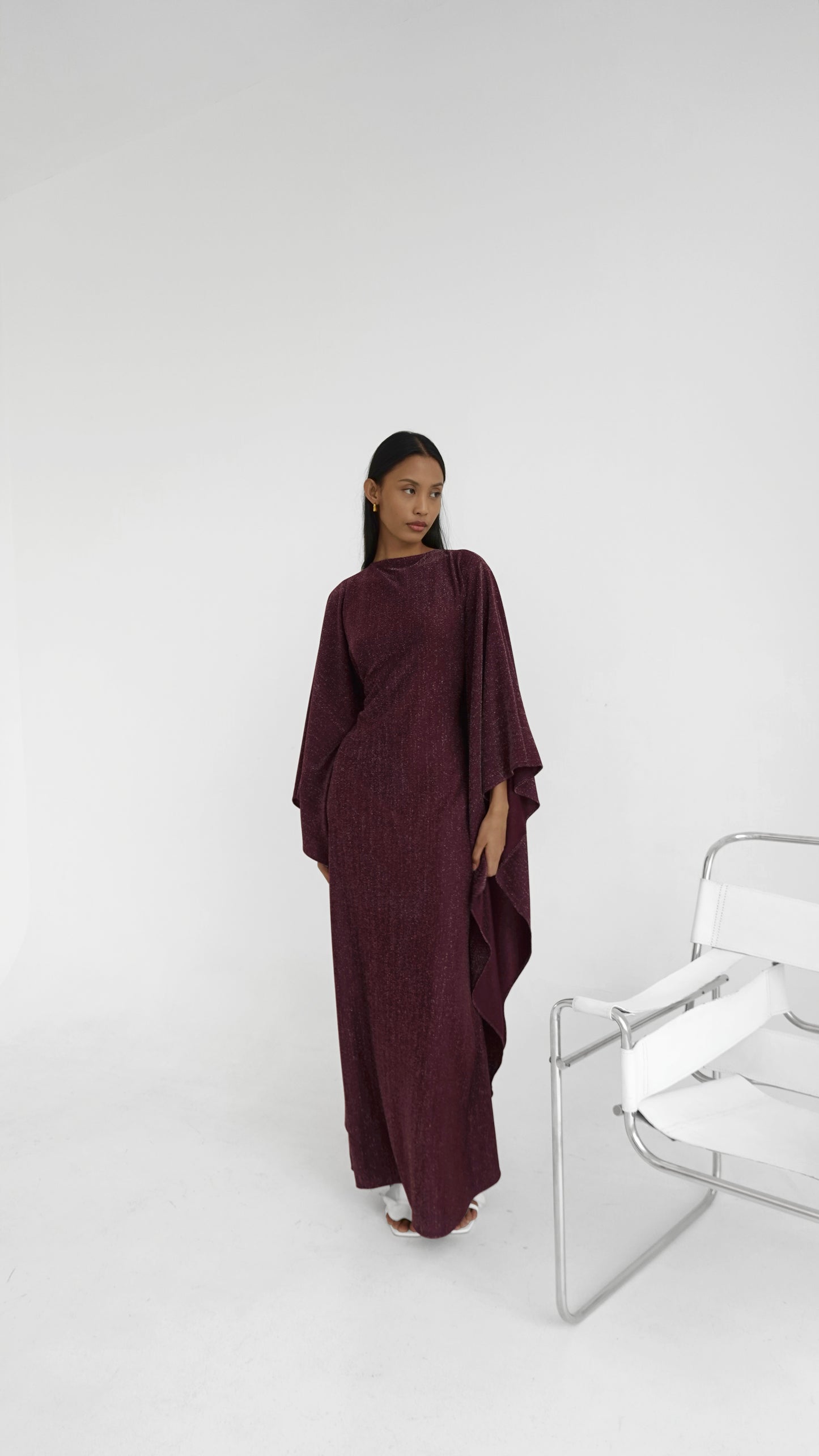 Maroon Kaftan Dress | A shimmery maroon kaftan dress