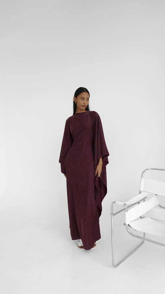 Maroon Kaftan Dress | A shimmery maroon kaftan dress
