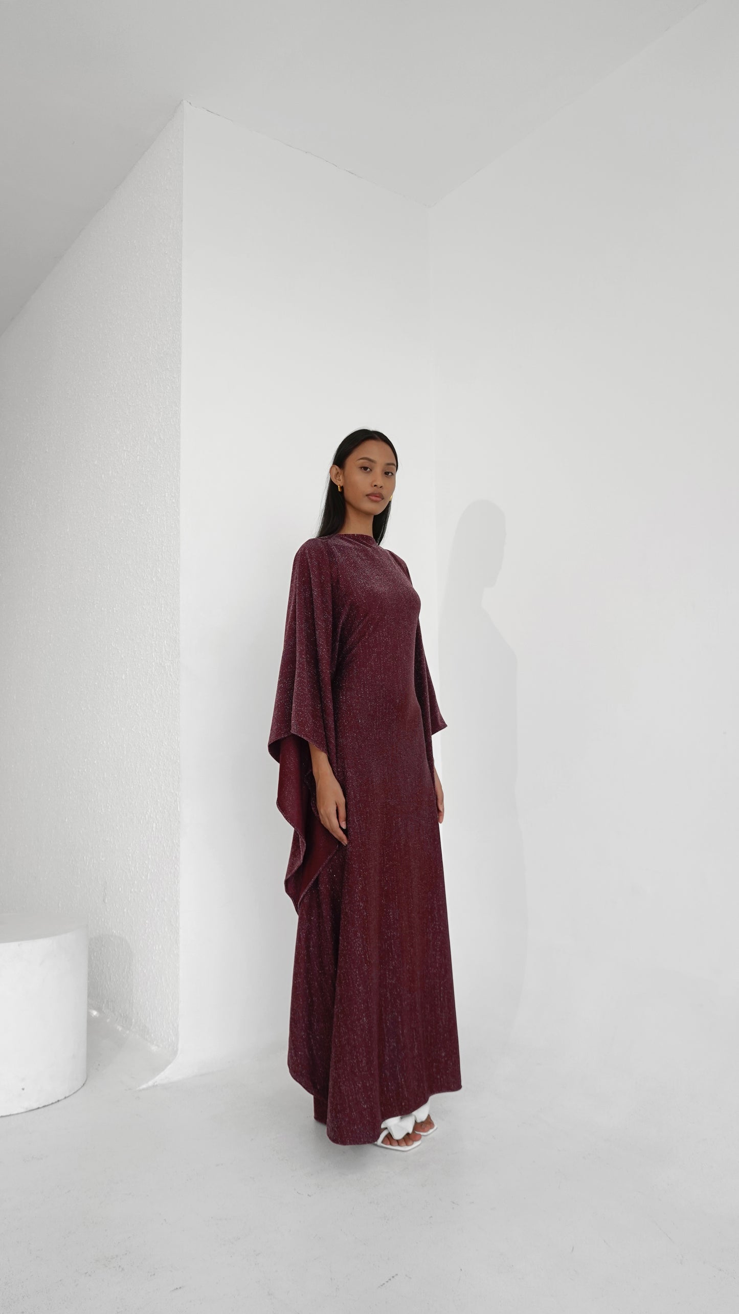 Maroon Kaftan Dress | A shimmery maroon kaftan dress