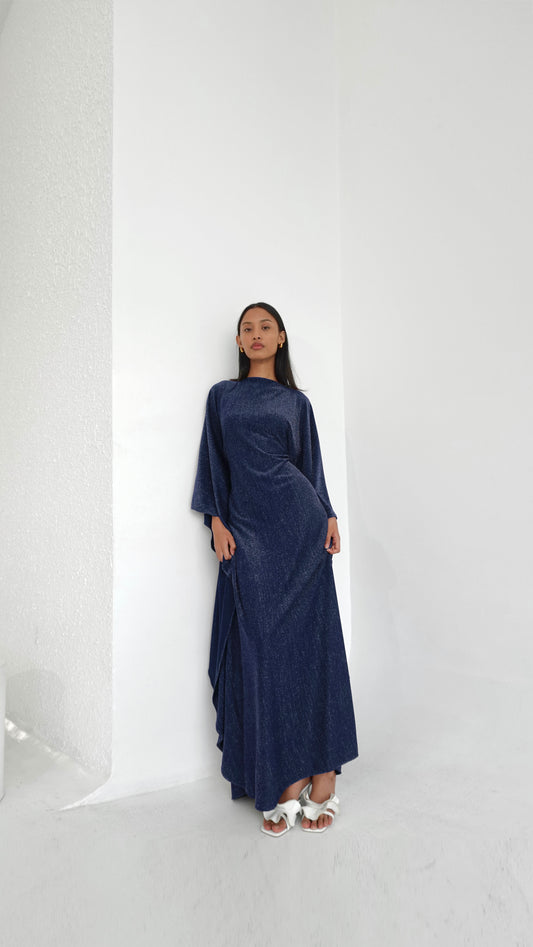 Navy Blue Kaftan Dress | A shimmery maroon kaftan dress