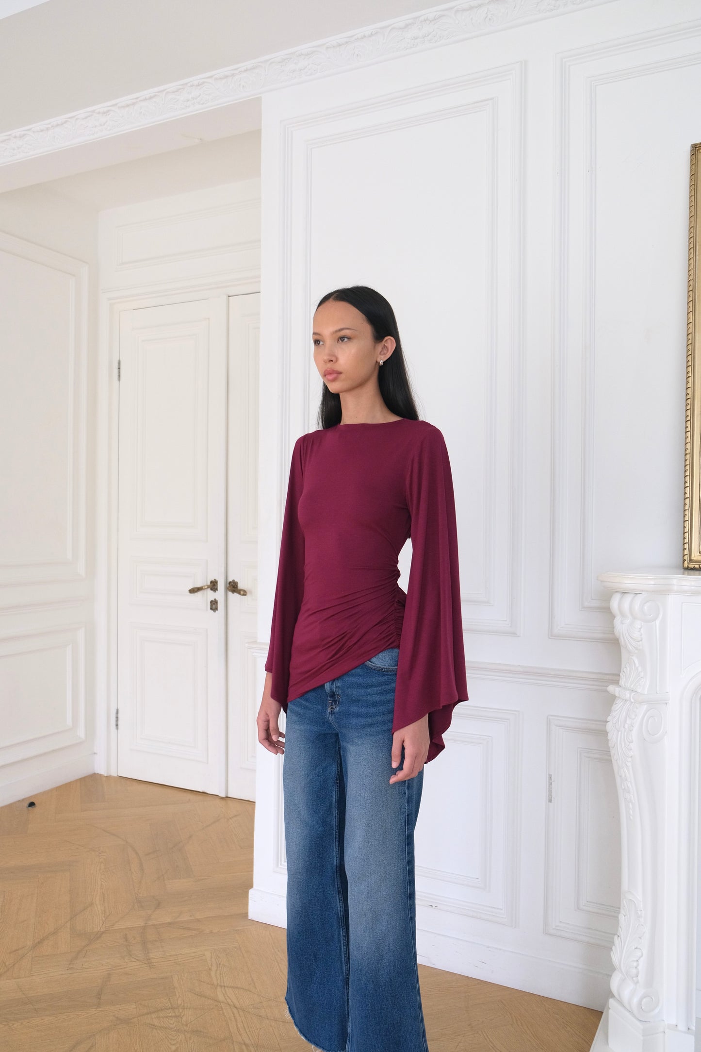 TULIP Draped Top in Berry
