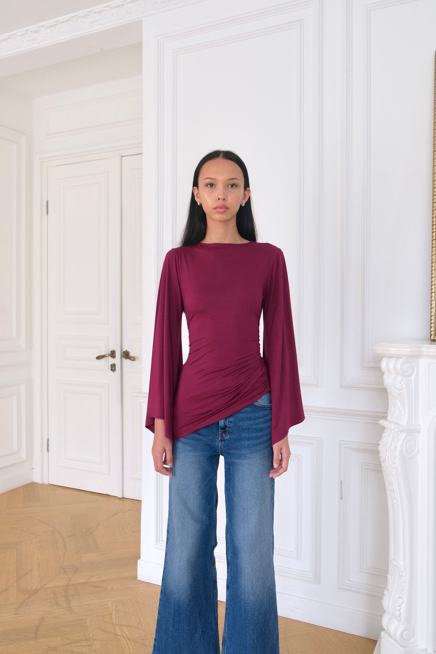 TULIP Draped Top in Berry