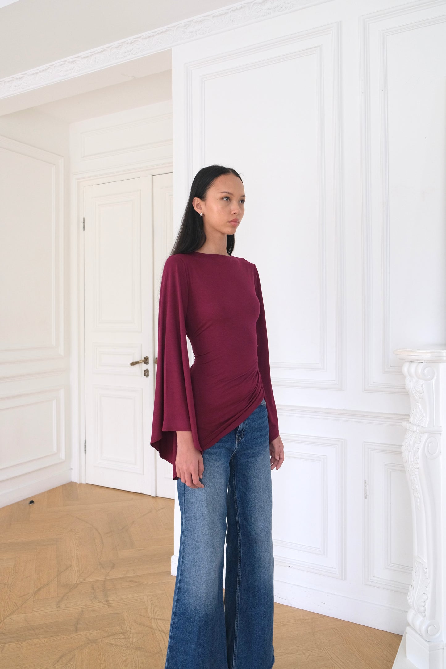 TULIP Draped Top in Berry