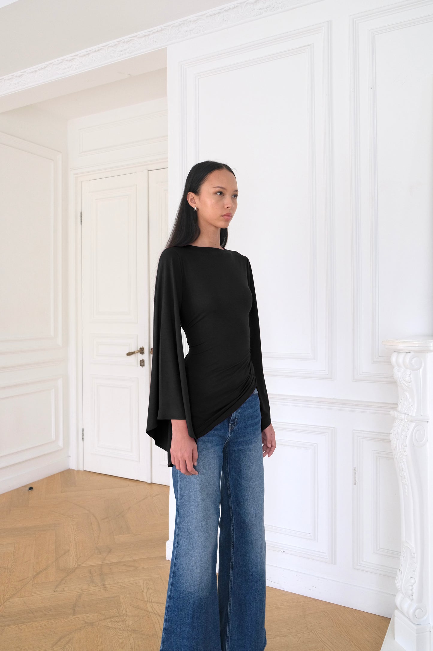 TULIP Draped Top in Black