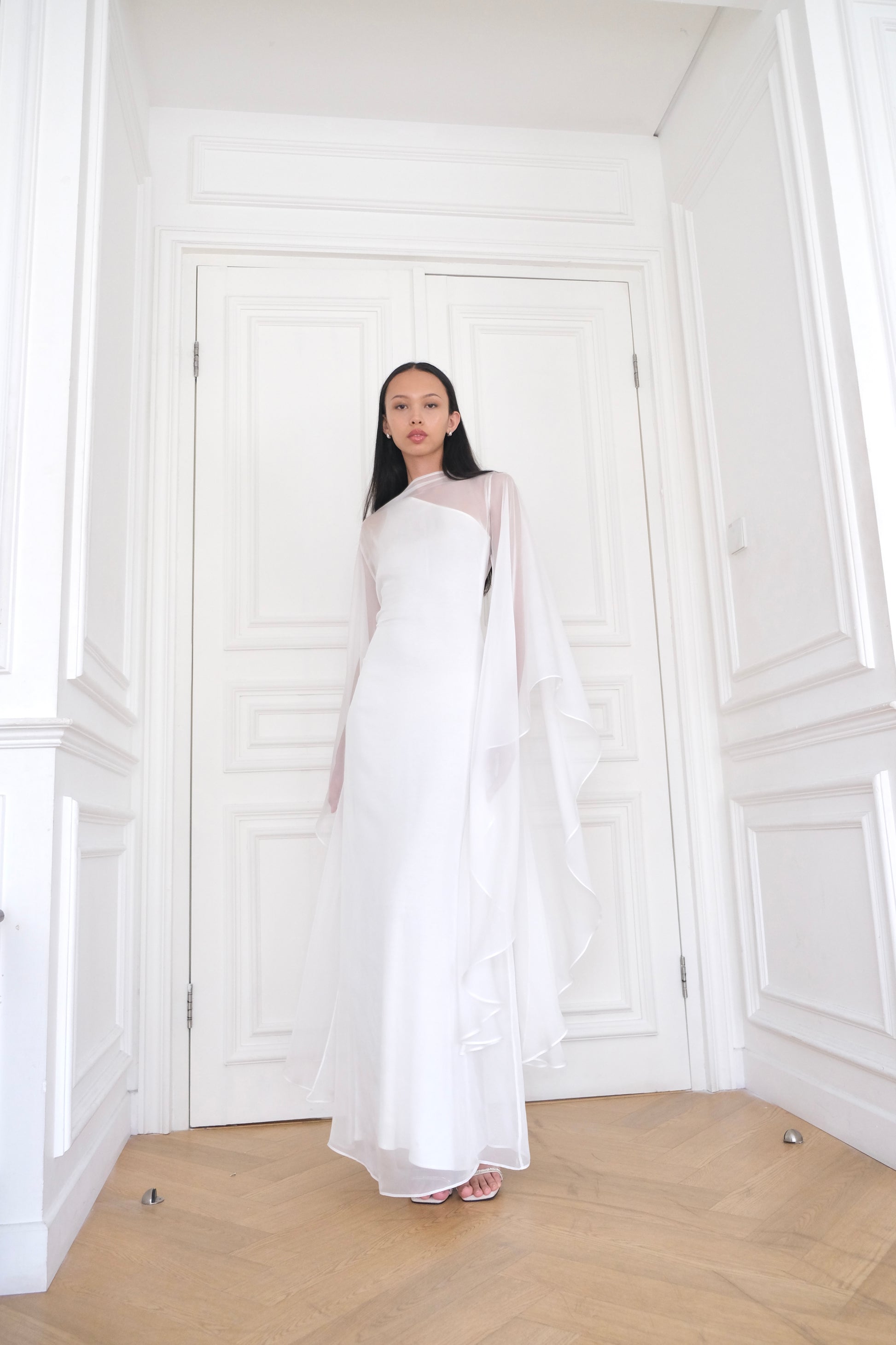 long tight fitted white dress Tight Two Piece White Dress Long White Sexy Fitted Long Sleeves Two-piece Prom Dress