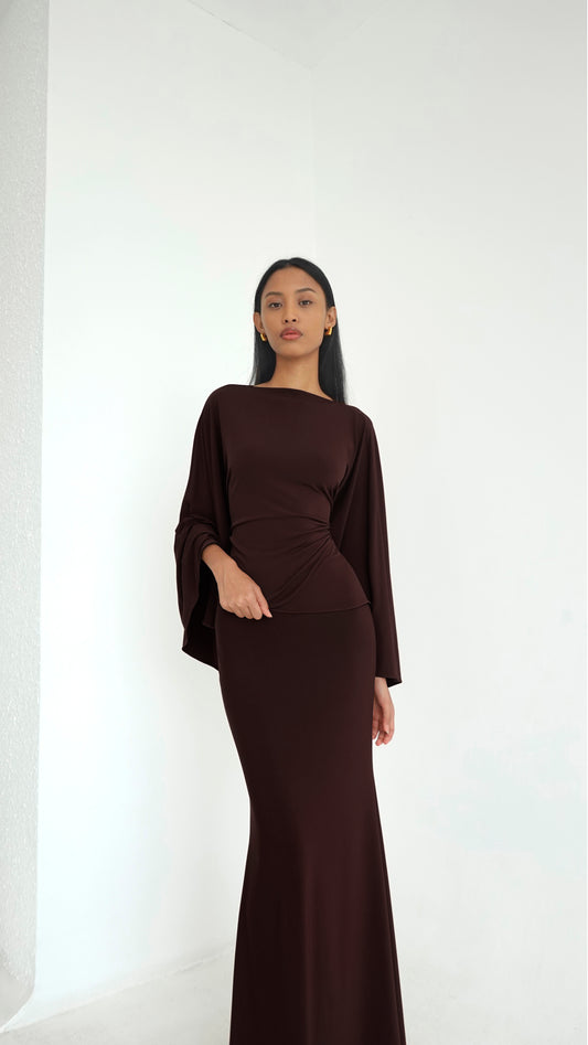 ESME Top & Skirt Set in Coffee | NEW