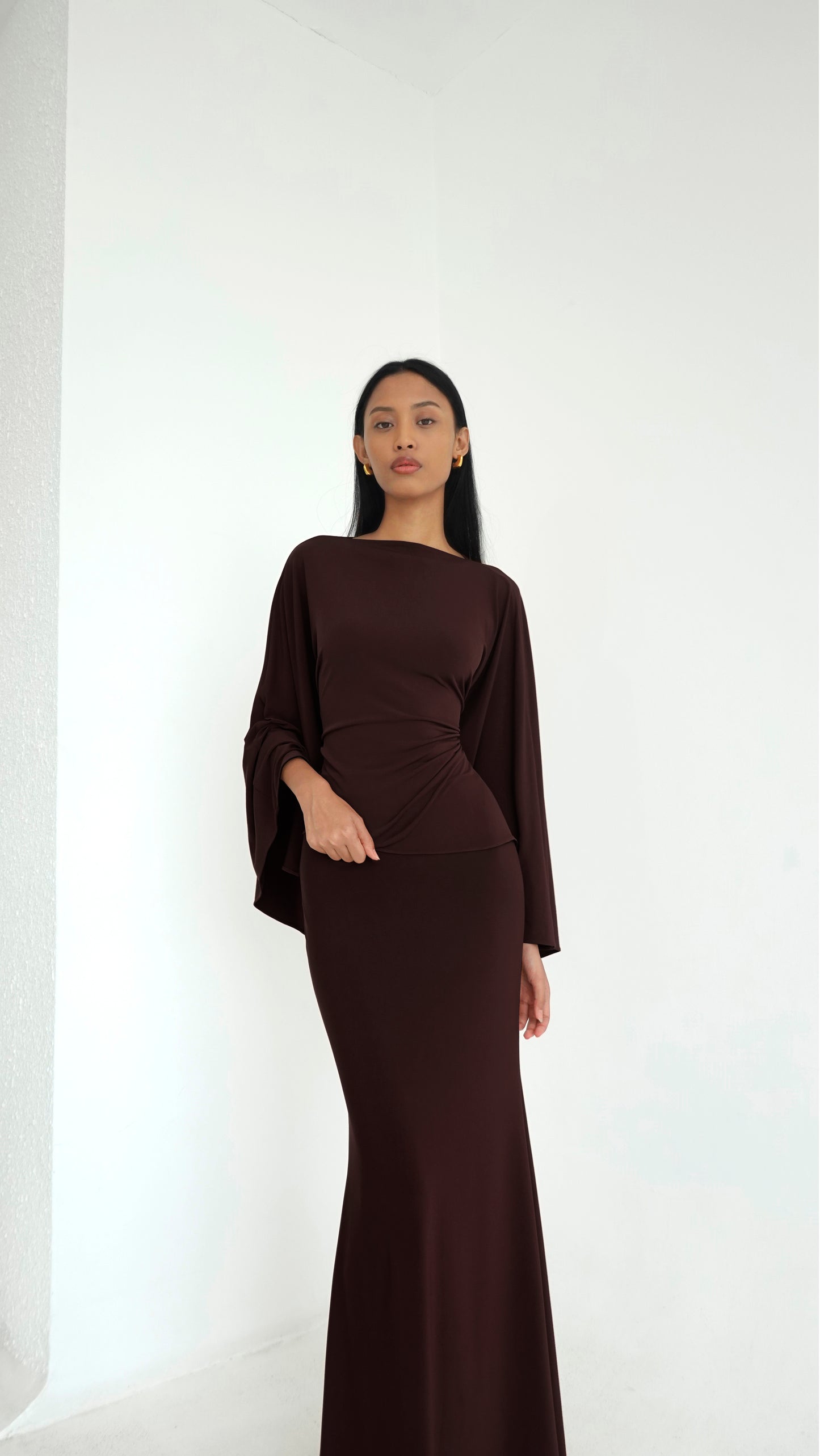 ESME Top & Skirt Set in Coffee | NEW