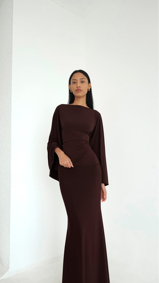 ESME Top & Skirt Set in Coffee | NEW