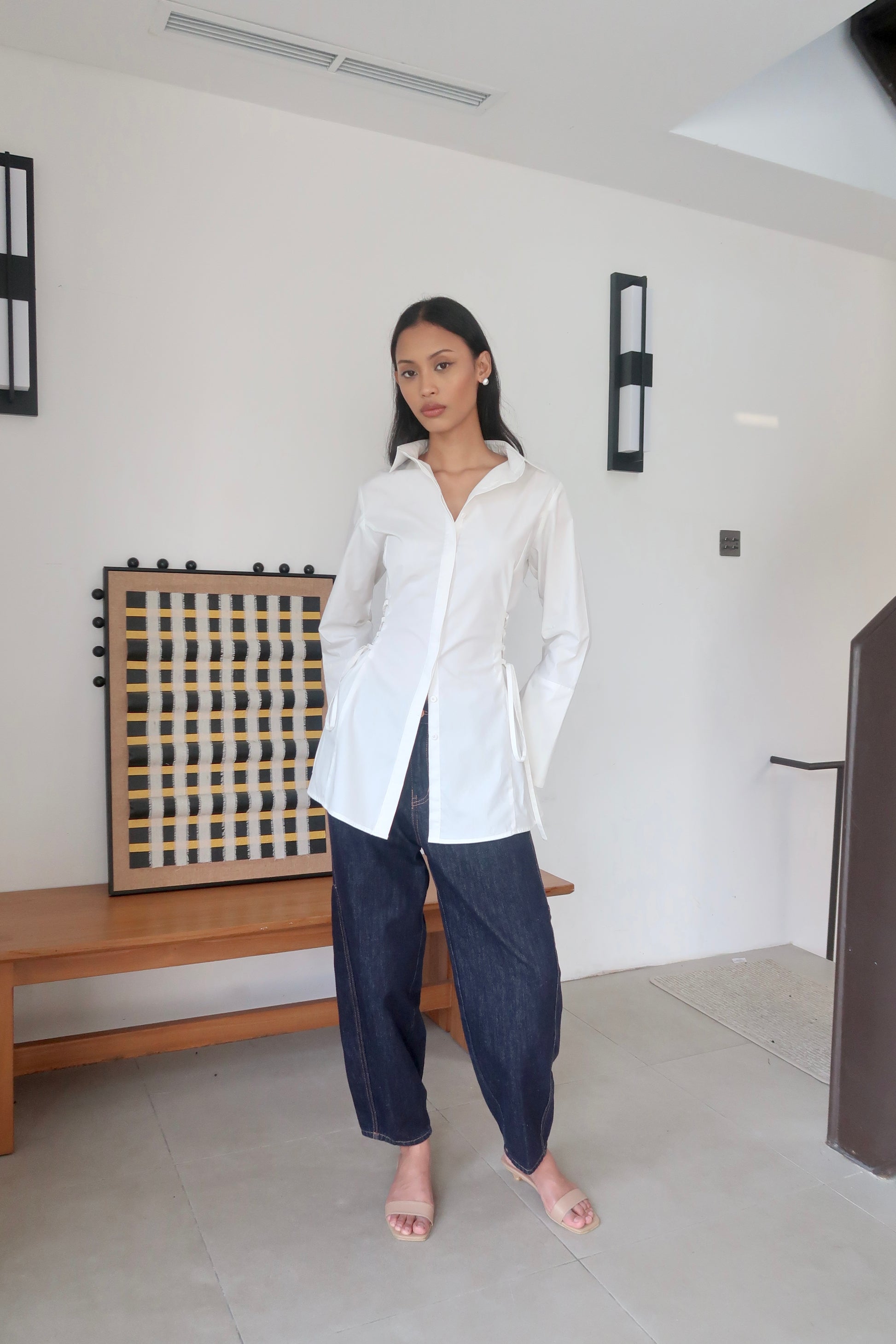 Lace-Up Corset Cotton Poplin Long Shirt Dress – Esmé New York