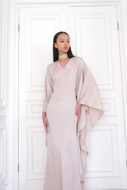 LILA Silk Neck-Belted Kaftan in Blush Pink
