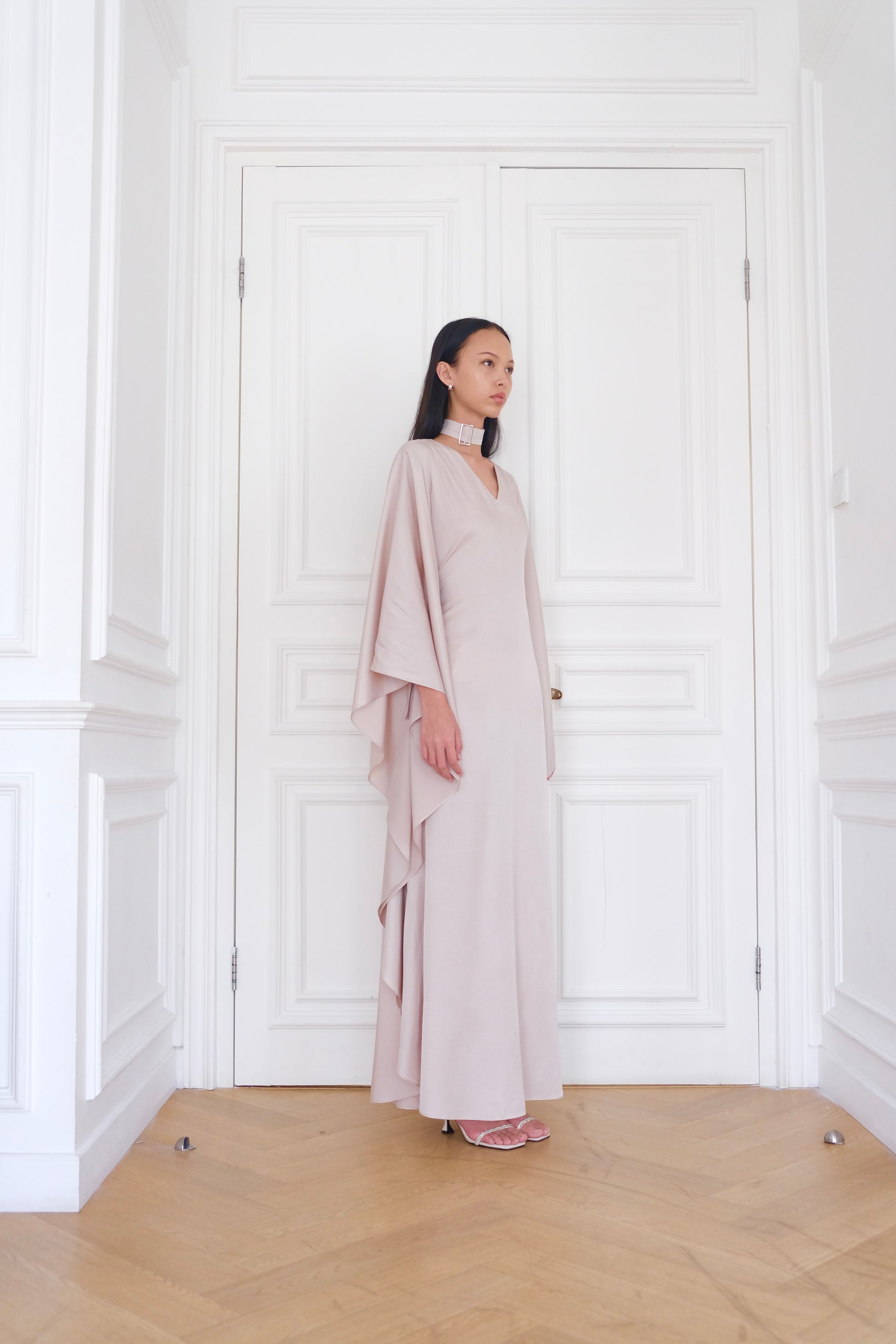 kaftan pink dress Dusty Pink Pliss Kaftan Dress