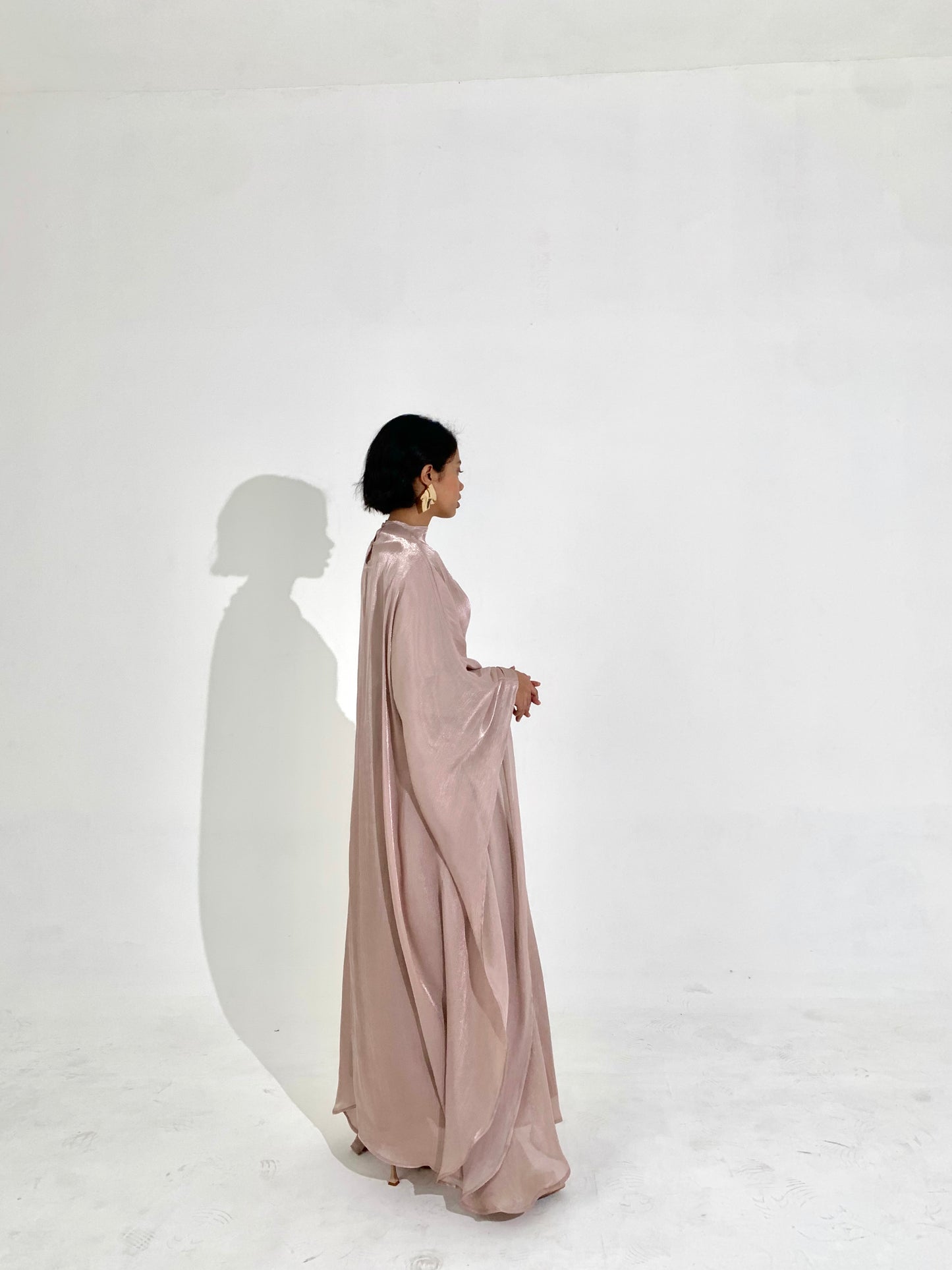 Sheen Kaftan Dress in Rose Gold