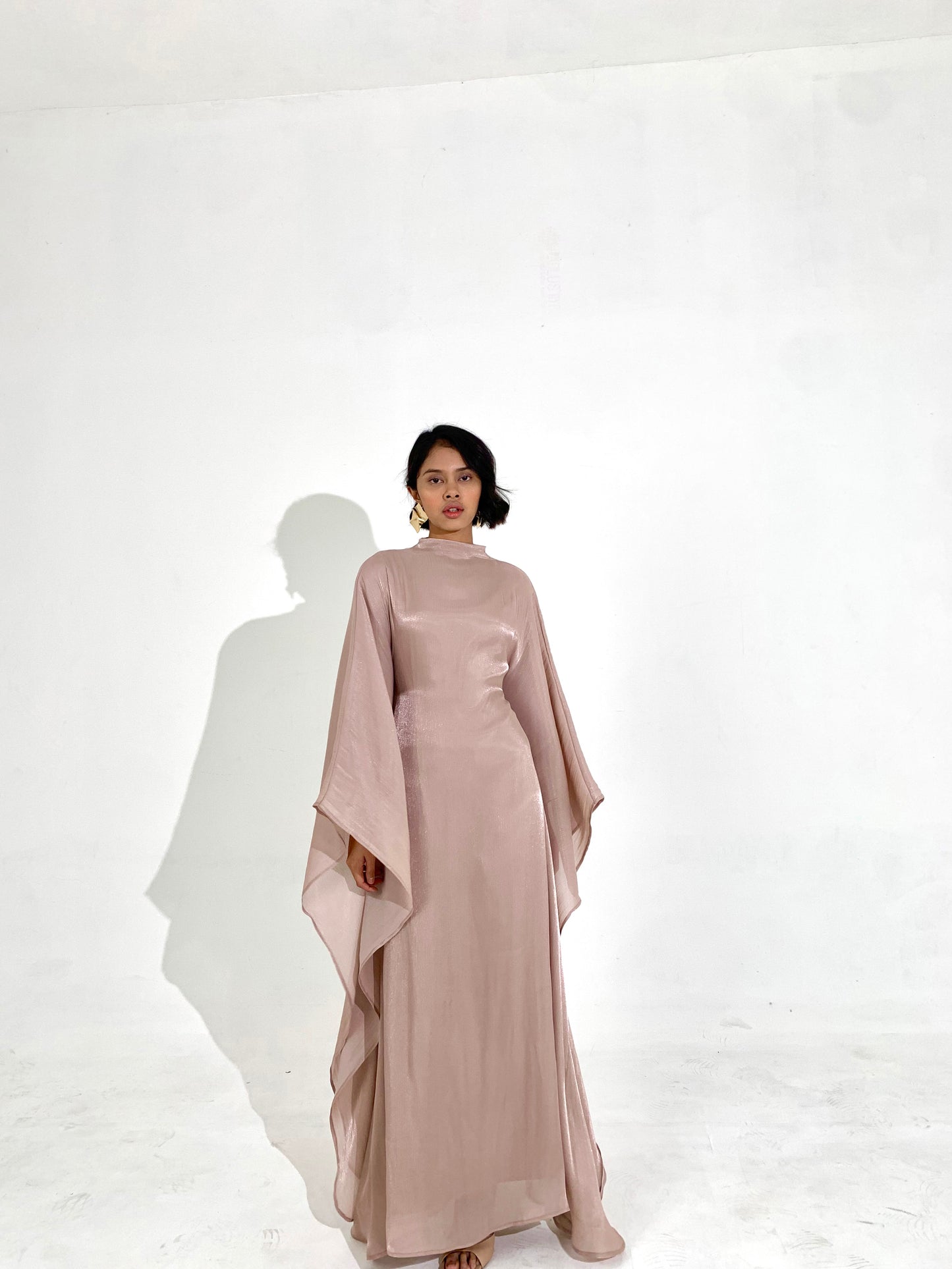 Sheen Kaftan Dress in Rose Gold