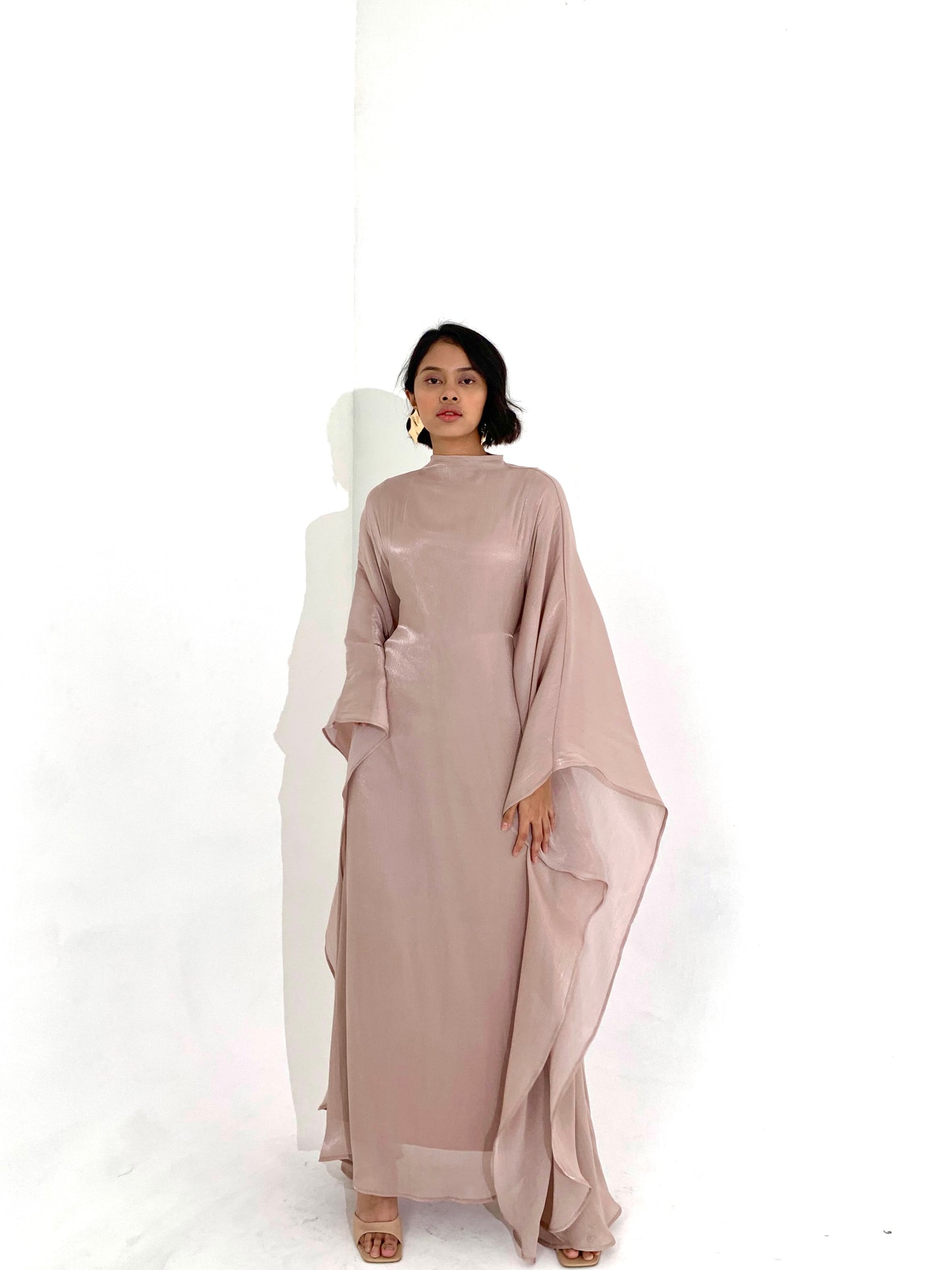 Sheen Kaftan Dress in Rose Gold