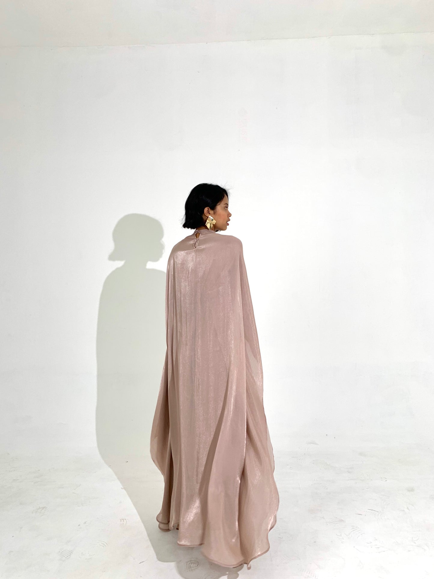Sheen Kaftan Dress in Rose Gold