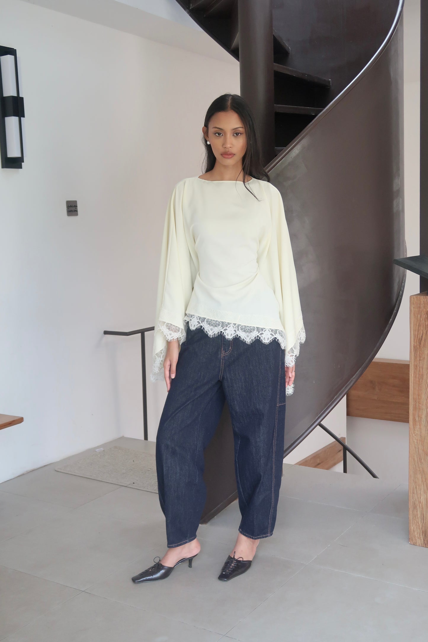 Lace Butterfly Cape Top in Butter Yellow