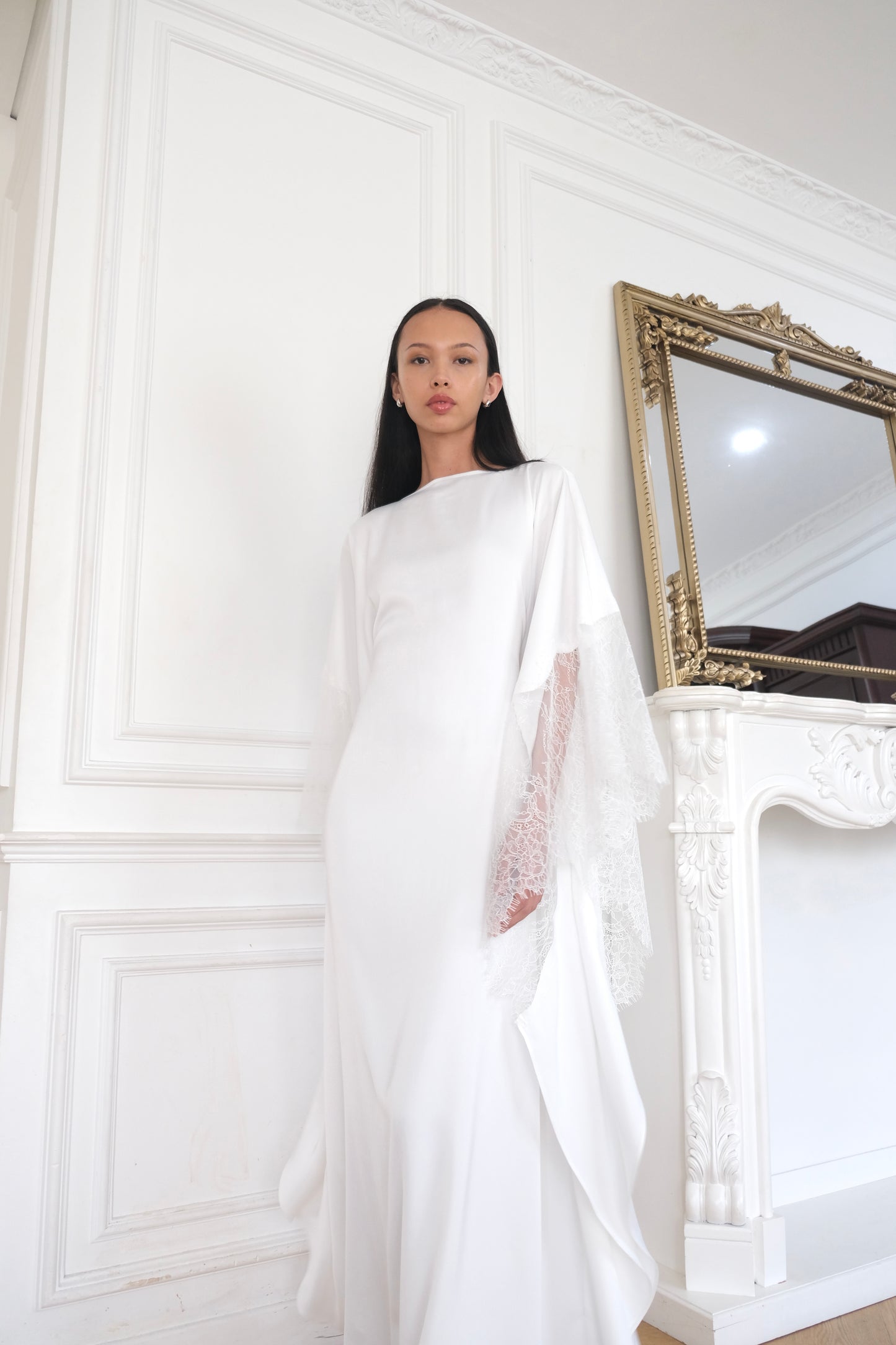 chinese dress ladies White lace kaftan, resort wear, beach wear, tunic – Ranee's main image 1
